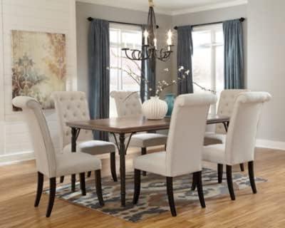imageSignature Design by Ashley Kendamor MidCentury Modern Upholstered Dining Chair with Solid Wood Frame and Bucket Design Set of 2 Dark BrownLinen