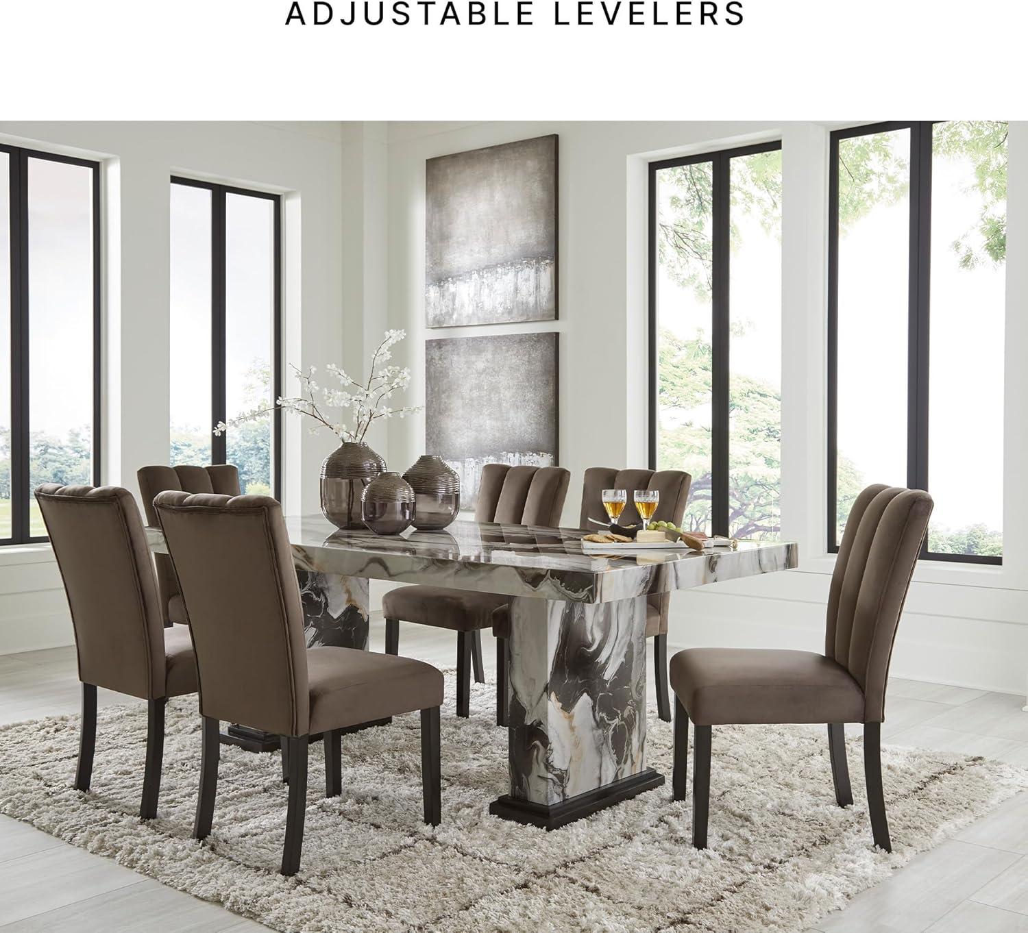 imageSignature Design by Ashley Kendamor MidCentury Modern Upholstered Dining Chair with Solid Wood Frame and Bucket Design Set of 2 Dark BrownMocha