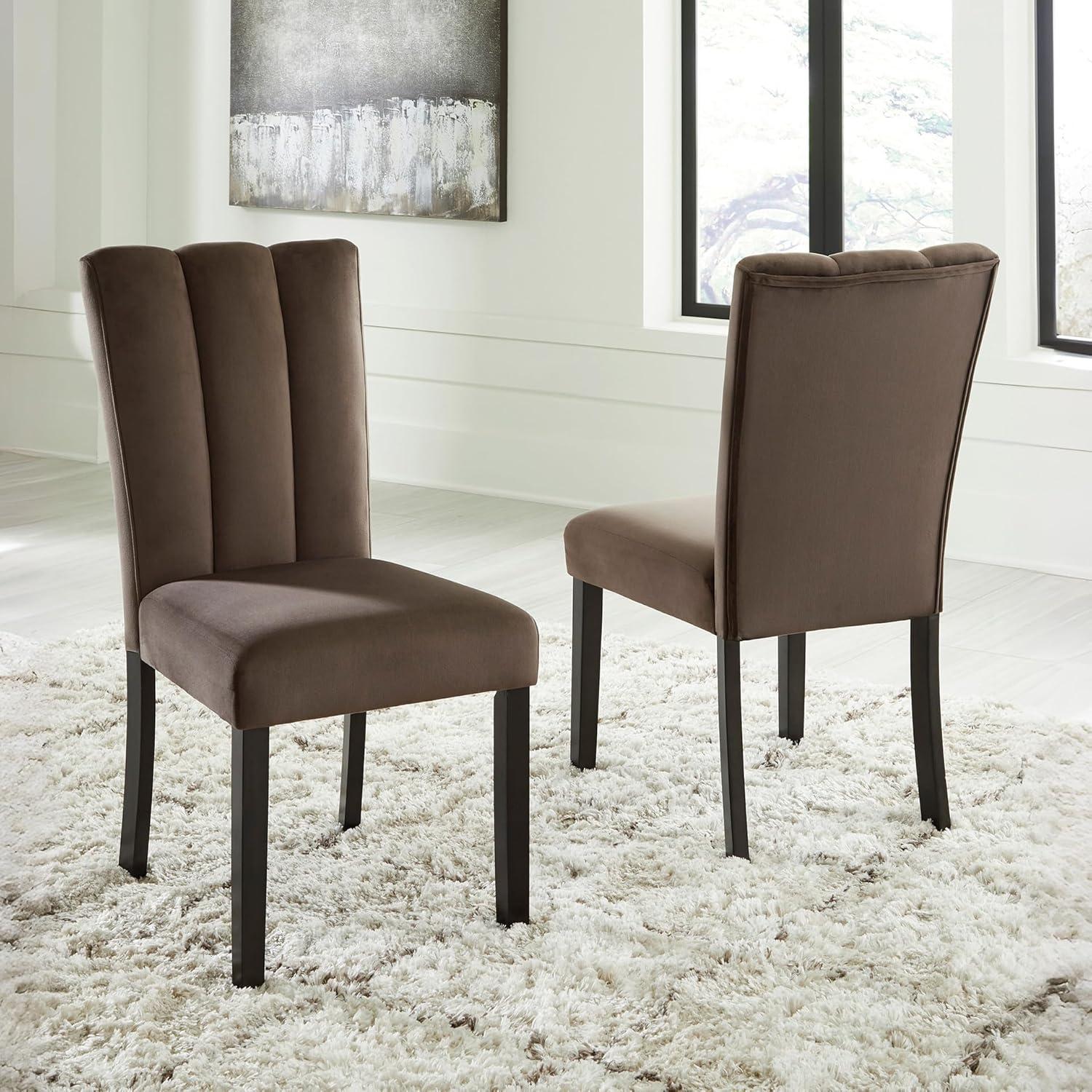imageSignature Design by Ashley Kendamor MidCentury Modern Upholstered Dining Chair with Solid Wood Frame and Bucket Design Set of 2 Dark BrownMocha