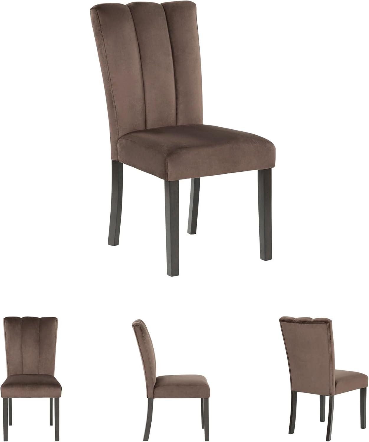 imageSignature Design by Ashley Kendamor MidCentury Modern Upholstered Dining Chair with Solid Wood Frame and Bucket Design Set of 2 Dark BrownMocha