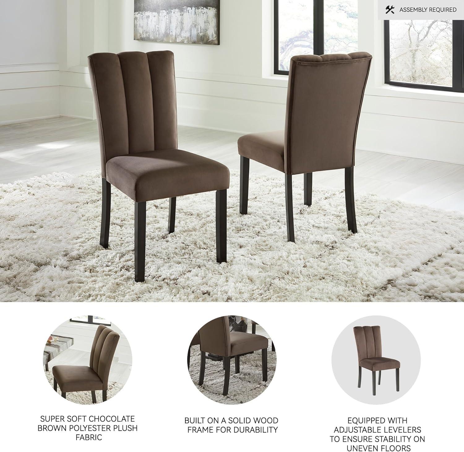 imageSignature Design by Ashley Kendamor MidCentury Modern Upholstered Dining Chair with Solid Wood Frame and Bucket Design Set of 2 Dark BrownMocha