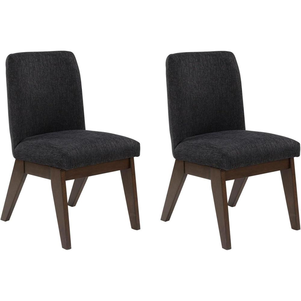imageSignature Design by Ashley Kendamor MidCentury Modern Upholstered Dining Chair with Solid Wood Frame and Bucket Design Set of 2 Dark BrownDark Brown