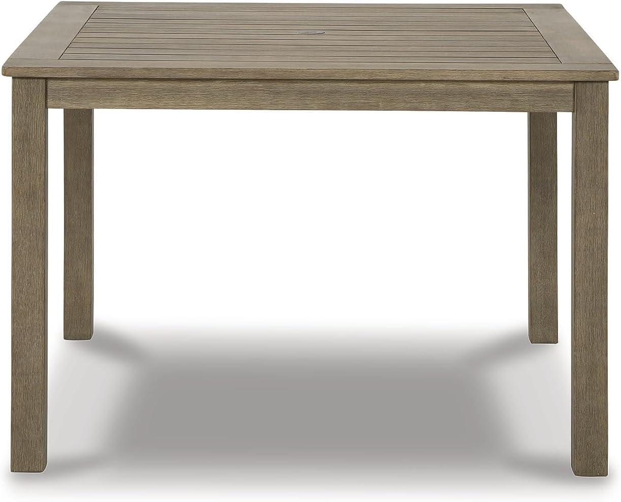 imageSignature Design by Ashley Aria Plains Casual Outdoor Square Dining Table with Umbrella Option BrownBrown