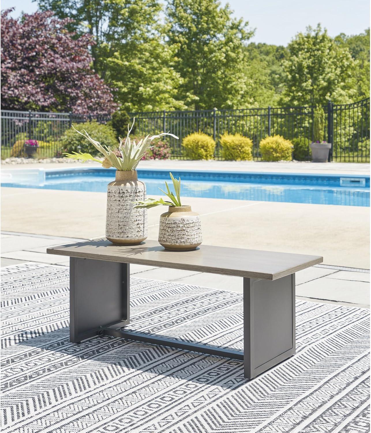 imageSignature Design by Ashley Bree Zee RightArm Facing Modern 4Piece Outdoor Sectional with Tufted Cushion Gray8Piece Outdoor Modular Seating with End Tables