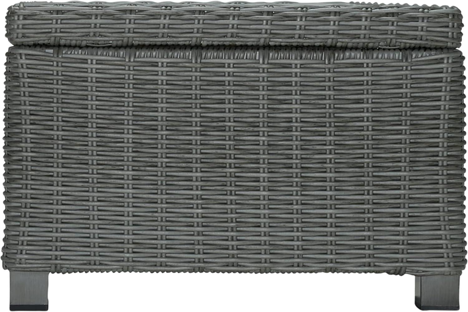 imageSignature Design by Ashley Elite Park Outdoor Bench with Foam Cushion Nuvella Weather Resistant Fabric Rust Free Aluminum Frame 54 W x 17 D x 165 H GrayCoffee