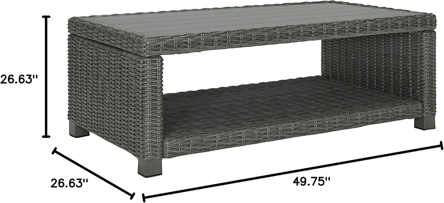 imageSignature Design by Ashley Elite Park Outdoor Bench with Foam Cushion Nuvella Weather Resistant Fabric Rust Free Aluminum Frame 54 W x 17 D x 165 H GrayCoffee