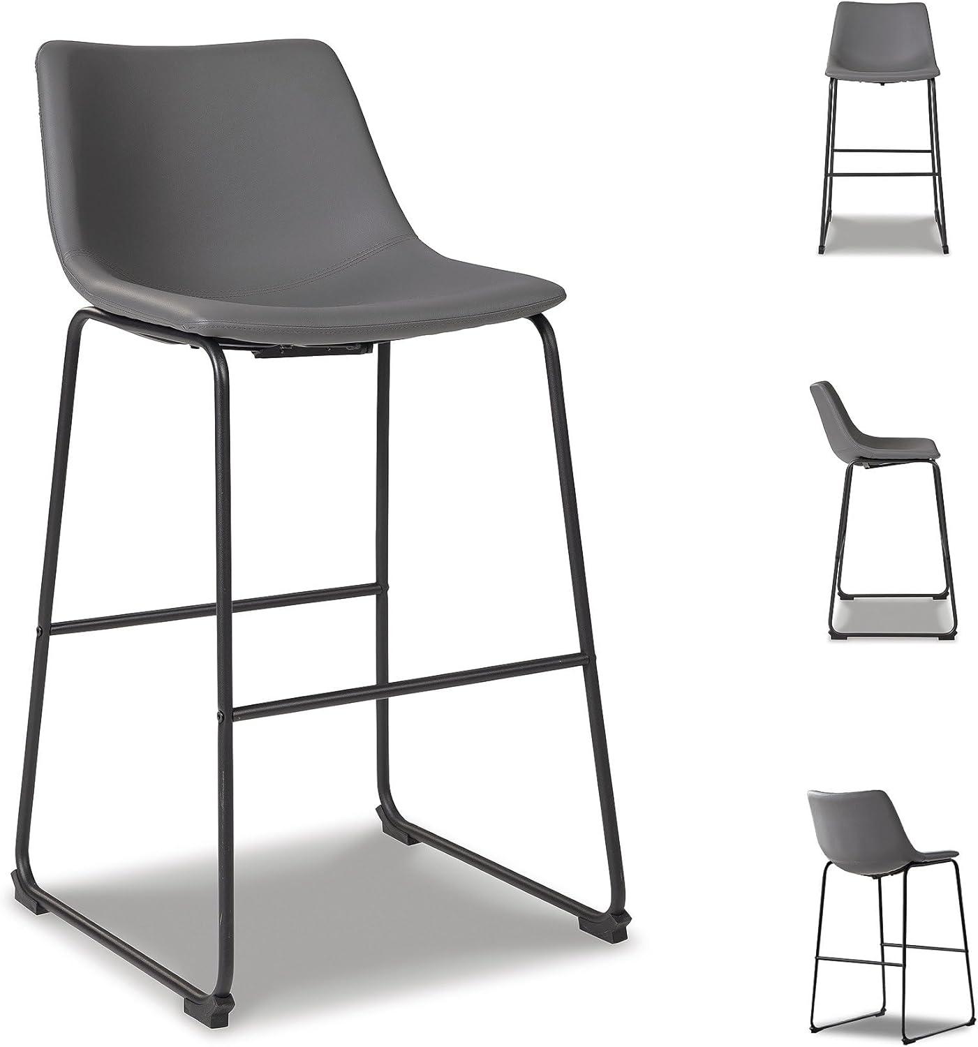 imageSignature Design by Ashley Jazmore Contemporary Velvet Upholstered Counter Height Bar Stool with Footrest and Adjustable Levelers Set of 2 Dark Brown amp BlackGrey