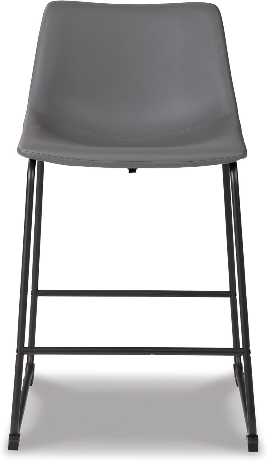 imageSignature Design by Ashley Jazmore Contemporary Velvet Upholstered Counter Height Bar Stool with Footrest and Adjustable Levelers Set of 2 Dark Brown amp BlackGrey