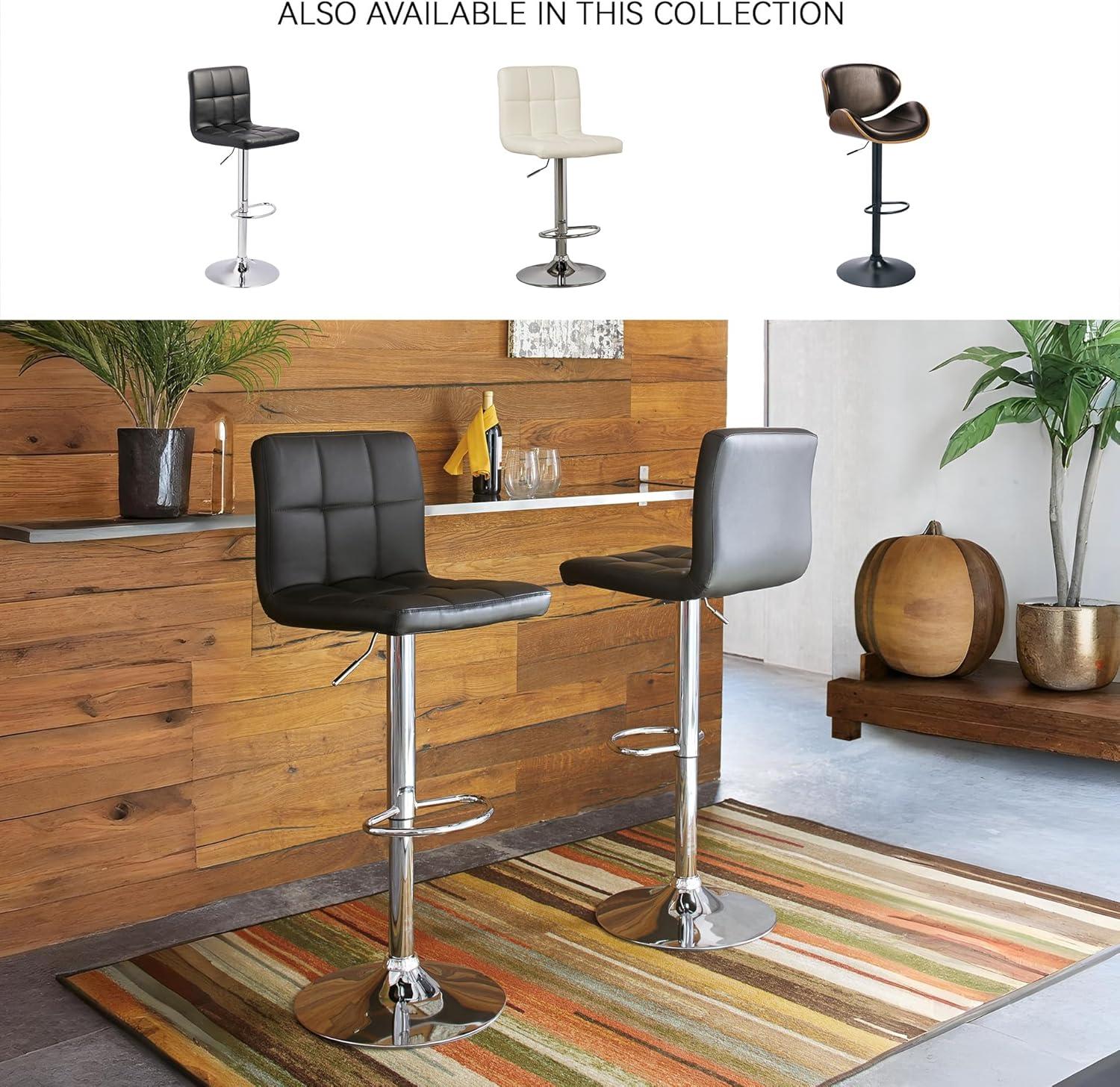 imageSignature Design by Ashley Jazmore Contemporary Velvet Upholstered Counter Height Bar Stool with Footrest and Adjustable Levelers Set of 2 Dark Brown amp BlackBlack