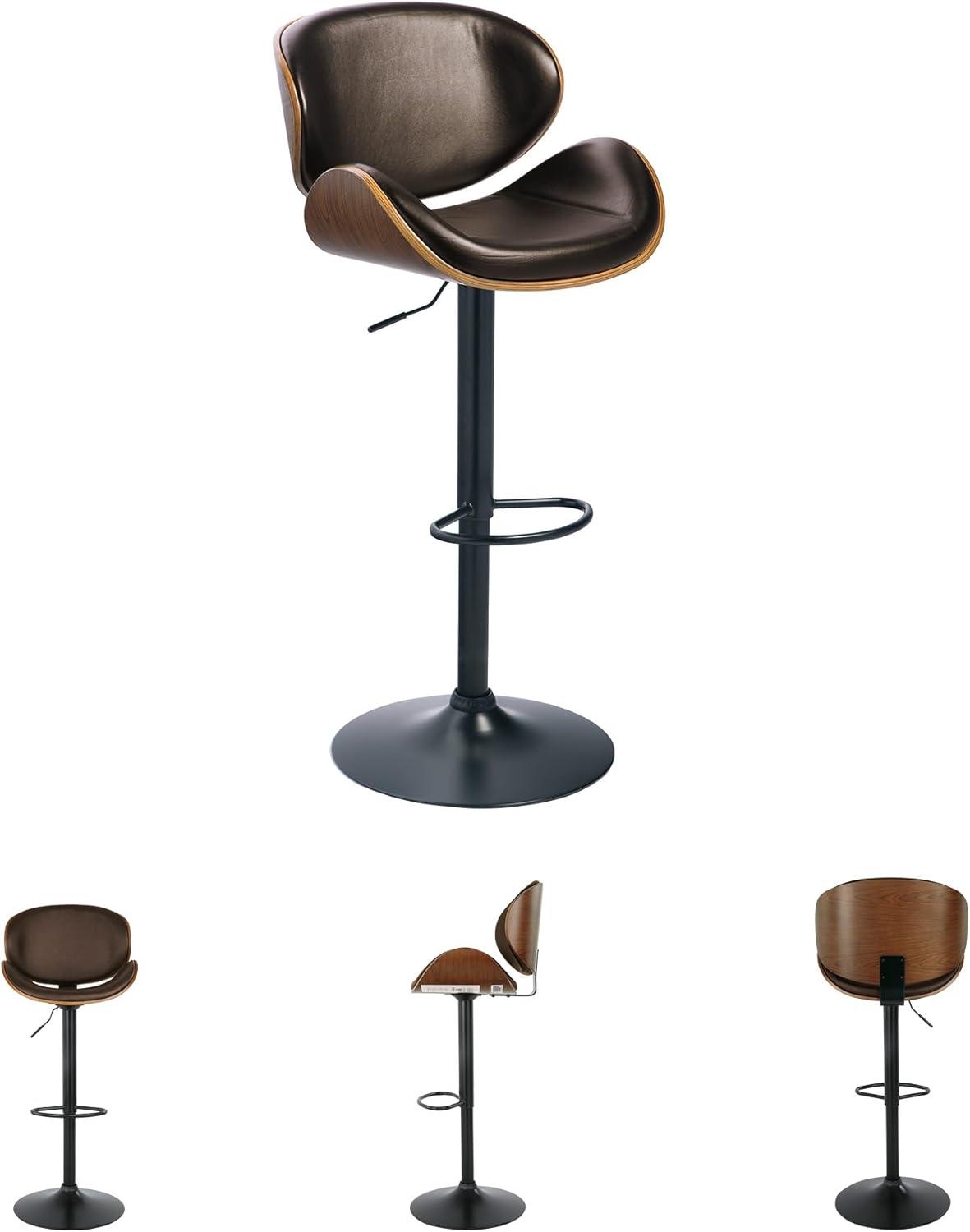imageSignature Design by Ashley Jazmore Contemporary Velvet Upholstered Counter Height Bar Stool with Footrest and Adjustable Levelers Set of 2 Dark Brown amp BlackBrown