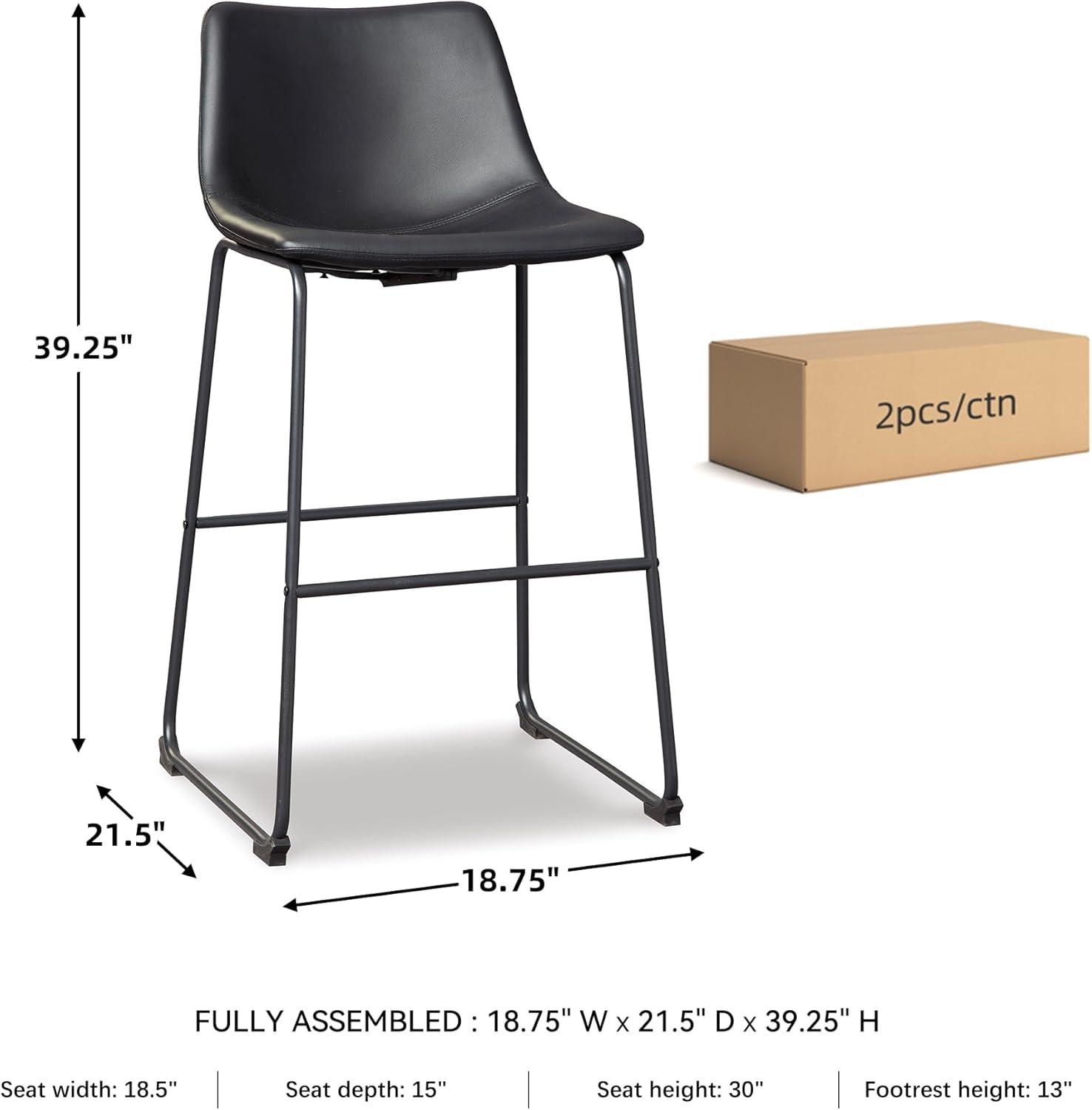 imageSignature Design by Ashley Jazmore Contemporary Velvet Upholstered Counter Height Bar Stool with Footrest and Adjustable Levelers Set of 2 Dark Brown amp BlackBlack
