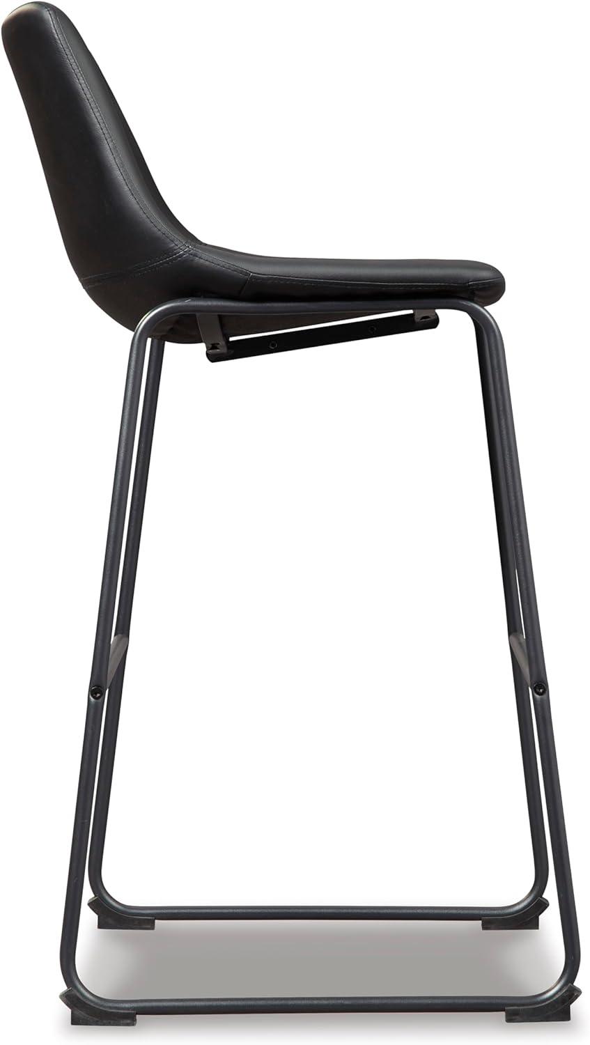 imageSignature Design by Ashley Jazmore Contemporary Velvet Upholstered Counter Height Bar Stool with Footrest and Adjustable Levelers Set of 2 Dark Brown amp BlackBlack