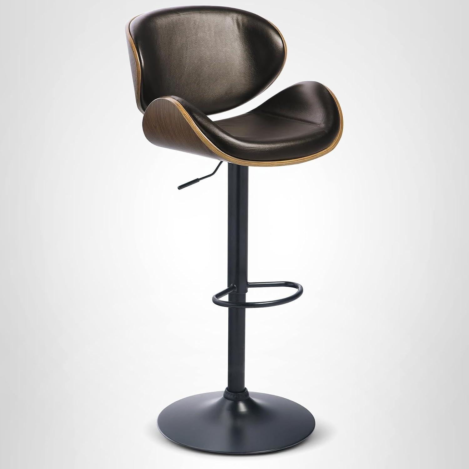 imageSignature Design by Ashley Jazmore Contemporary Velvet Upholstered Counter Height Bar Stool with Footrest and Adjustable Levelers Set of 2 Dark Brown amp BlackBrown