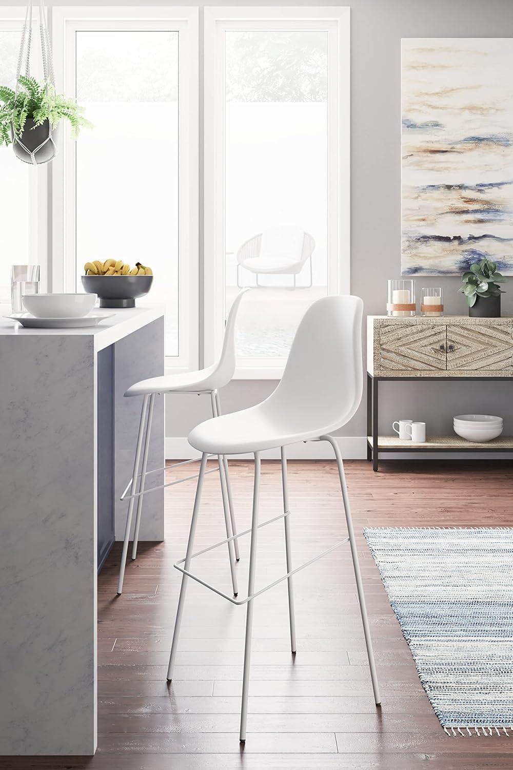 imageSignature Design by Ashley Jazmore Contemporary Velvet Upholstered Counter Height Bar Stool with Footrest and Adjustable Levelers Set of 2 Dark Brown amp BlackWhite