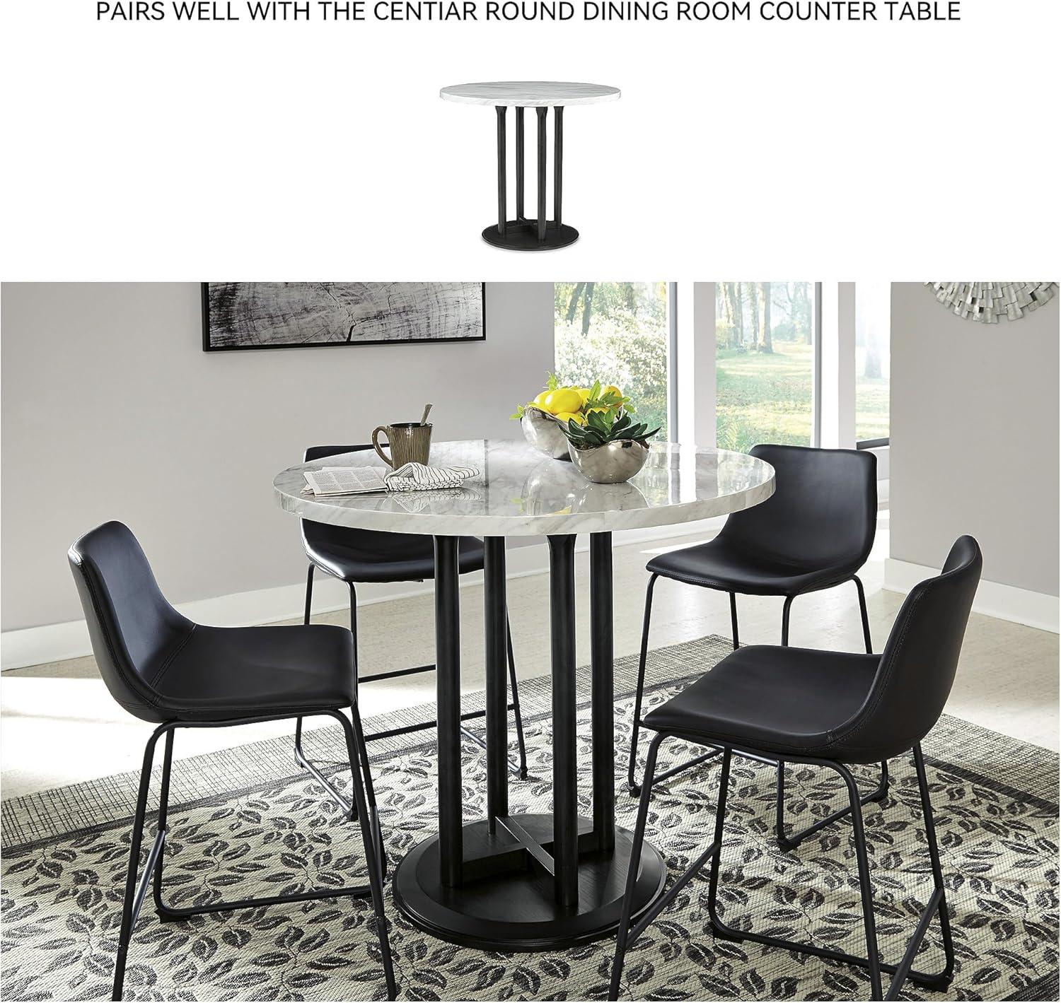 imageSignature Design by Ashley Jazmore Contemporary Velvet Upholstered Counter Height Bar Stool with Footrest and Adjustable Levelers Set of 2 Dark Brown amp BlackBlack
