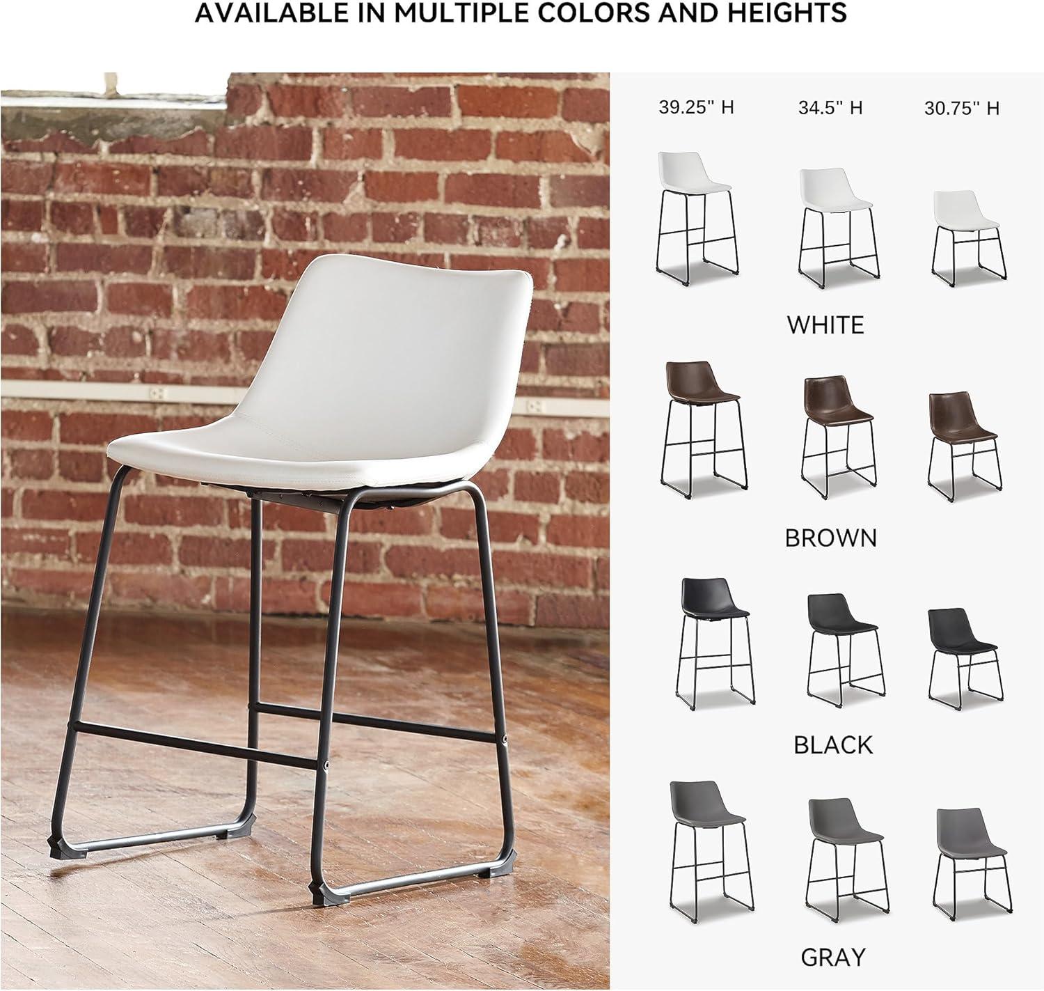 imageSignature Design by Ashley Jazmore Contemporary Velvet Upholstered Counter Height Bar Stool with Footrest and Adjustable Levelers Set of 2 Dark Brown amp BlackWhite