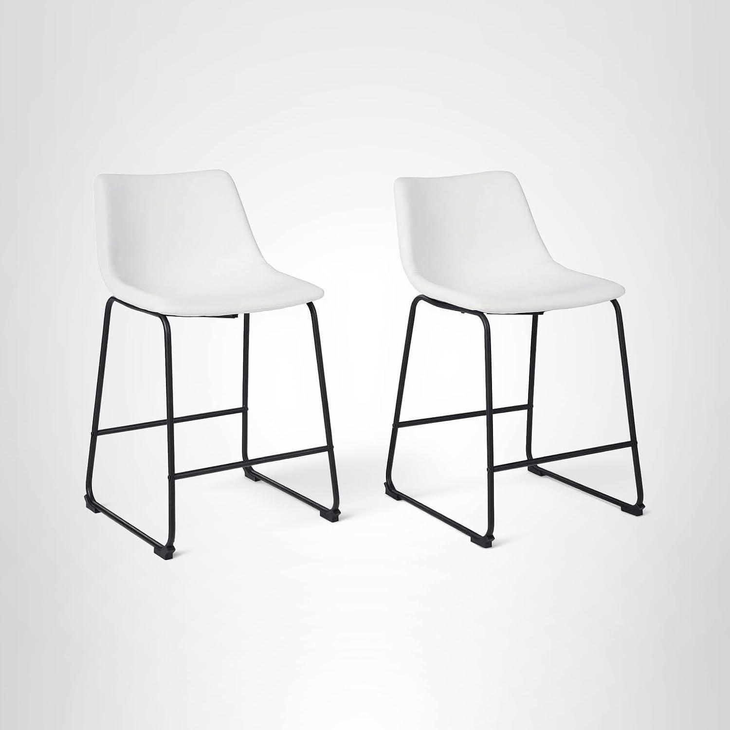 imageSignature Design by Ashley Jazmore Contemporary Velvet Upholstered Counter Height Bar Stool with Footrest and Adjustable Levelers Set of 2 Dark Brown amp BlackWhite