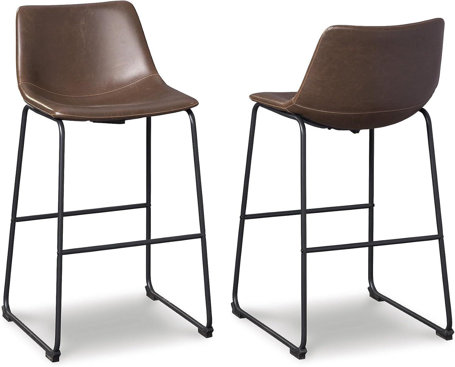 imageSignature Design by Ashley Jazmore Contemporary Velvet Upholstered Counter Height Bar Stool with Footrest and Adjustable Levelers Set of 2 Dark Brown amp BlackBrown