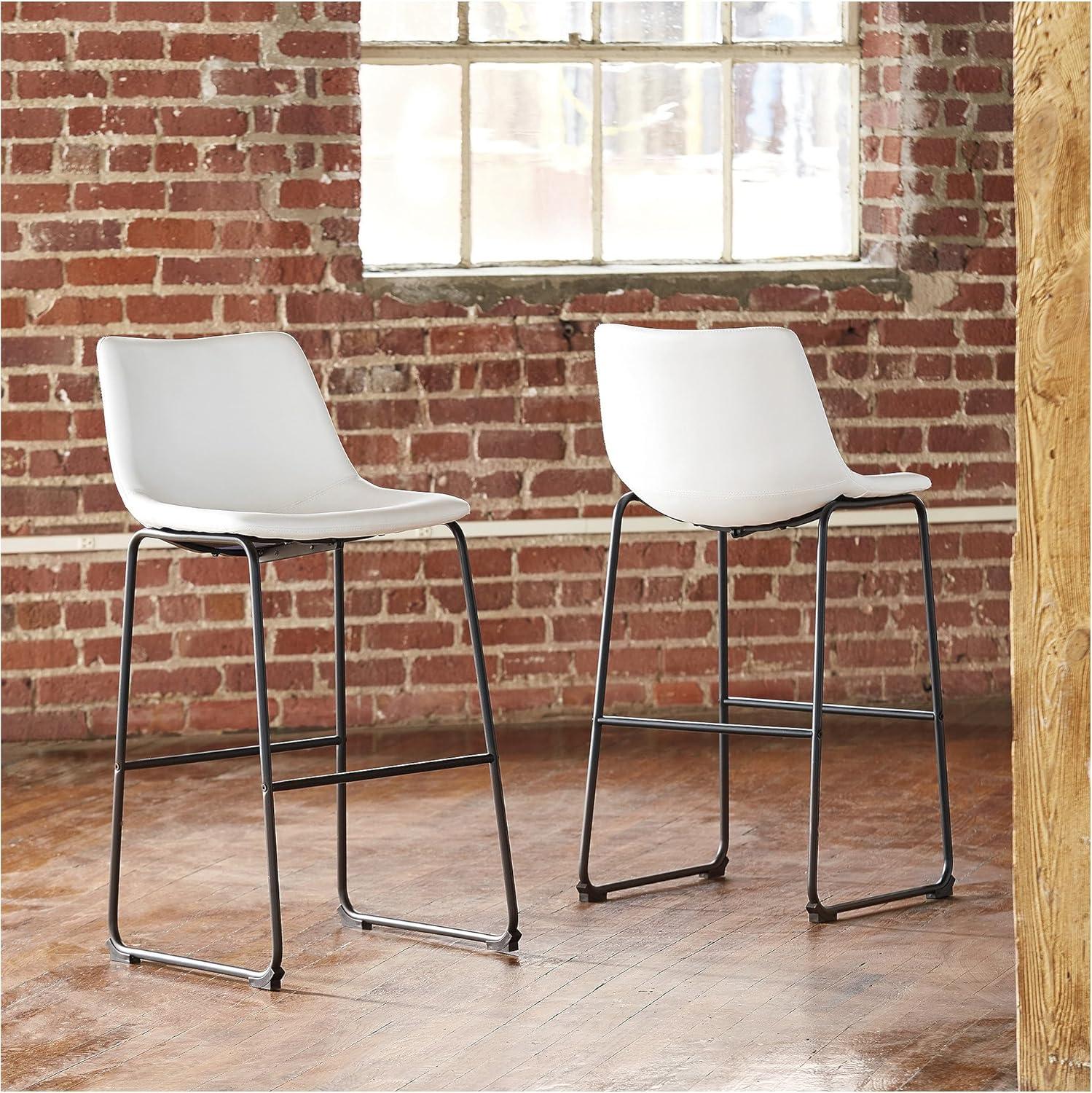 imageSignature Design by Ashley Jazmore Contemporary Velvet Upholstered Counter Height Bar Stool with Footrest and Adjustable Levelers Set of 2 Dark Brown amp BlackWhite