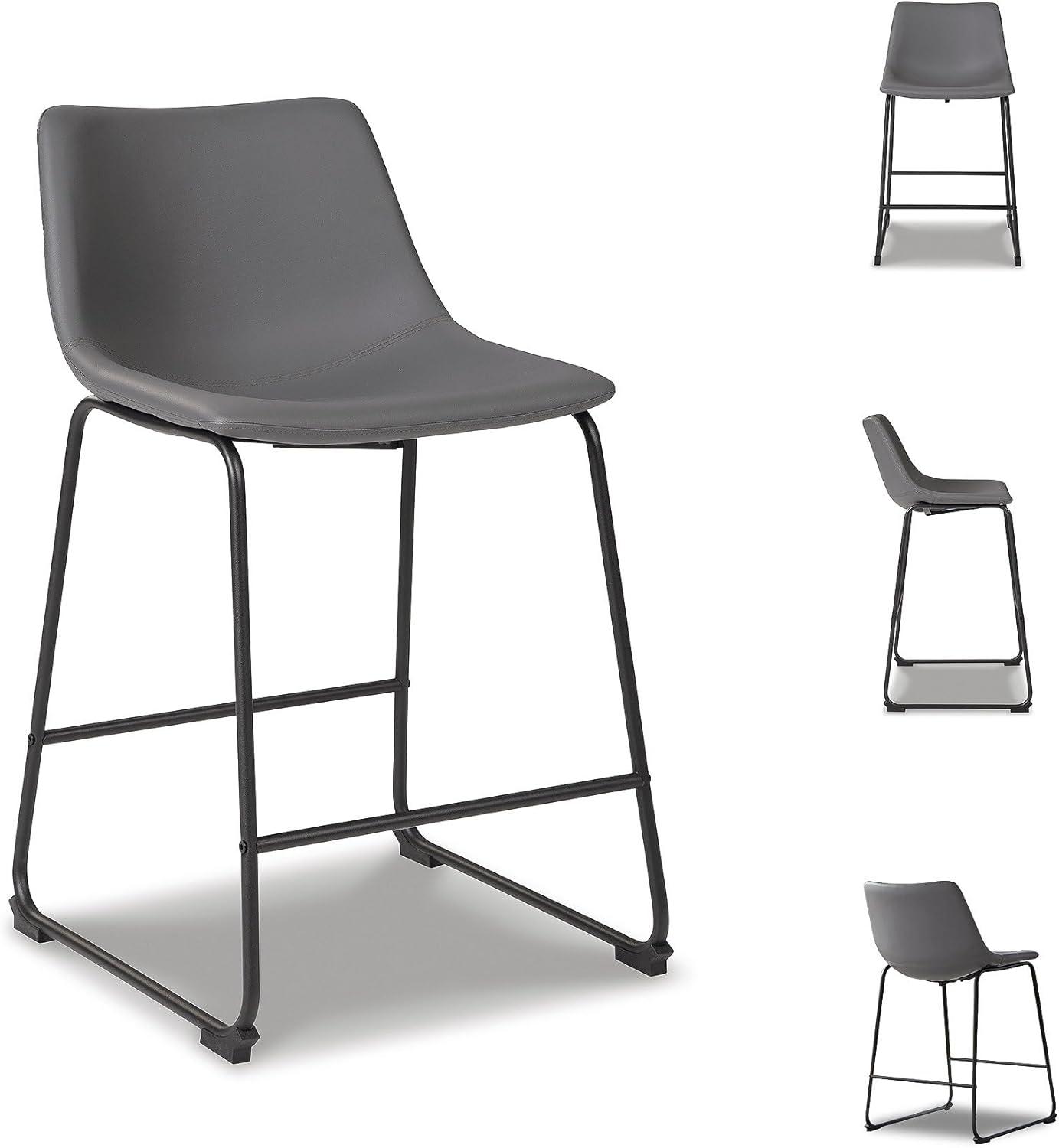 imageSignature Design by Ashley Jazmore Contemporary Velvet Upholstered Counter Height Bar Stool with Footrest and Adjustable Levelers Set of 2 Dark Brown amp BlackGrey