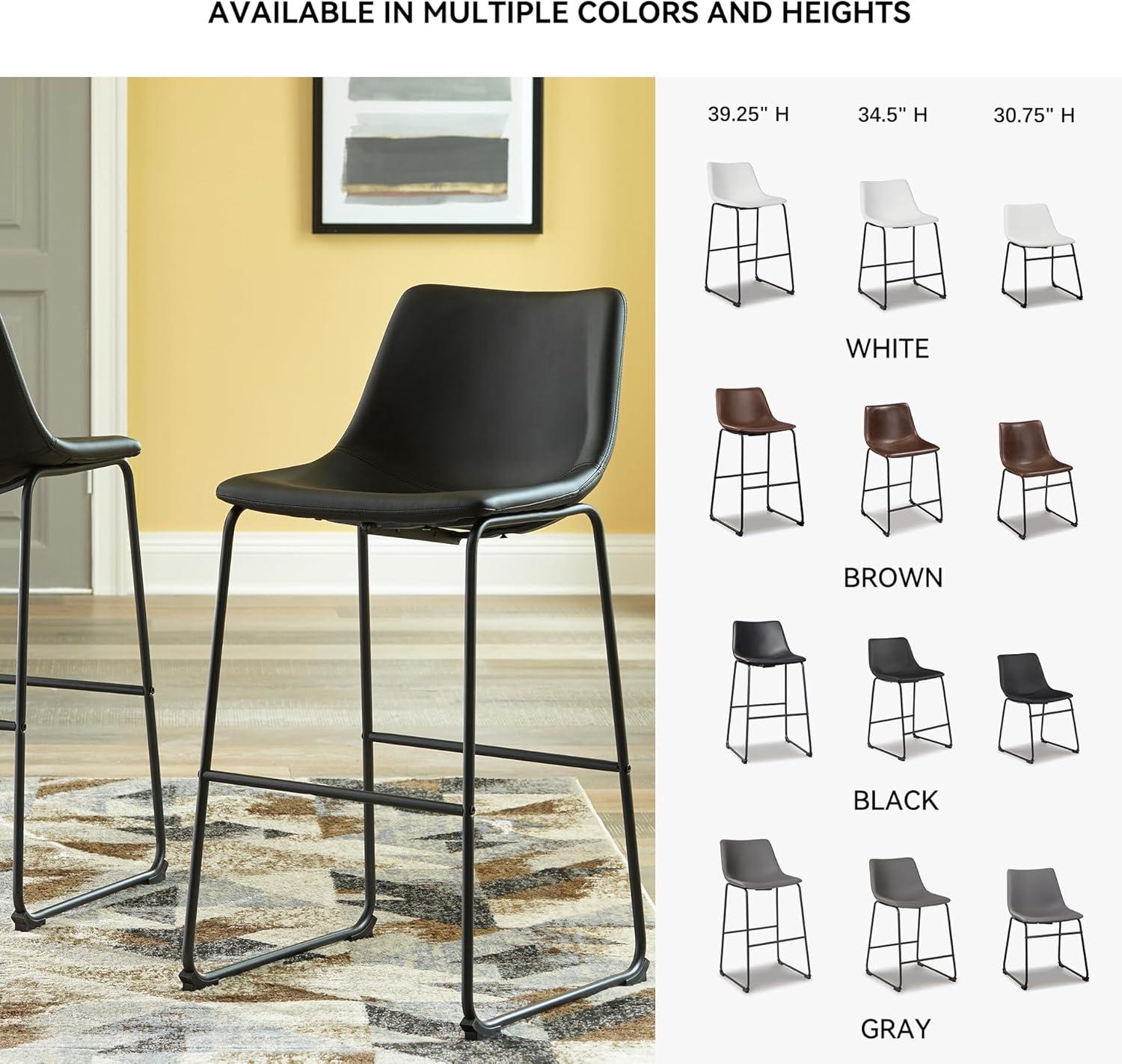 imageSignature Design by Ashley Jazmore Contemporary Velvet Upholstered Counter Height Bar Stool with Footrest and Adjustable Levelers Set of 2 Dark Brown amp BlackBlack