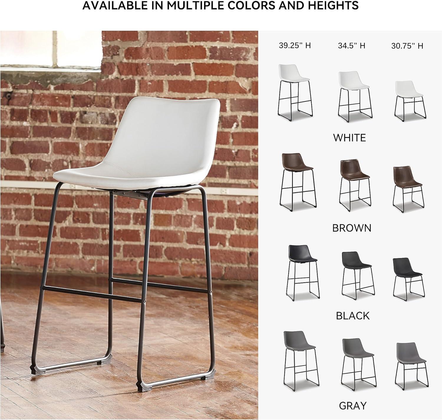 imageSignature Design by Ashley Jazmore Contemporary Velvet Upholstered Counter Height Bar Stool with Footrest and Adjustable Levelers Set of 2 Dark Brown amp BlackWhite