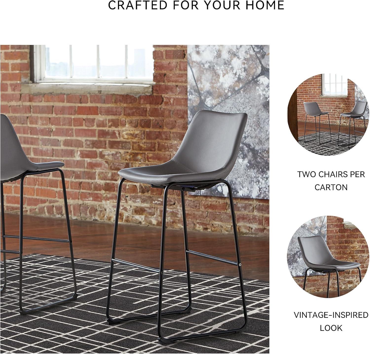 imageSignature Design by Ashley Jazmore Contemporary Velvet Upholstered Counter Height Bar Stool with Footrest and Adjustable Levelers Set of 2 Dark Brown amp BlackGrey