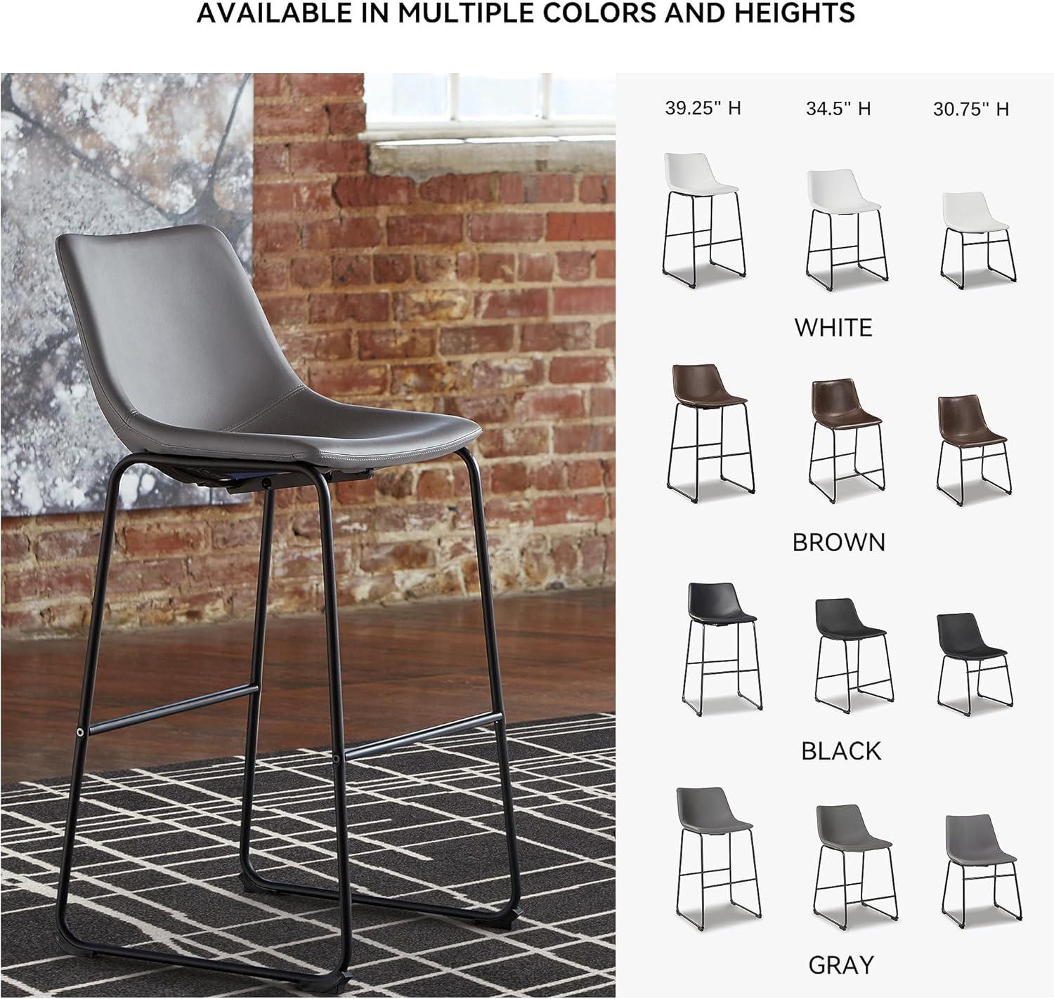 imageSignature Design by Ashley Jazmore Contemporary Velvet Upholstered Counter Height Bar Stool with Footrest and Adjustable Levelers Set of 2 Dark Brown amp BlackGrey