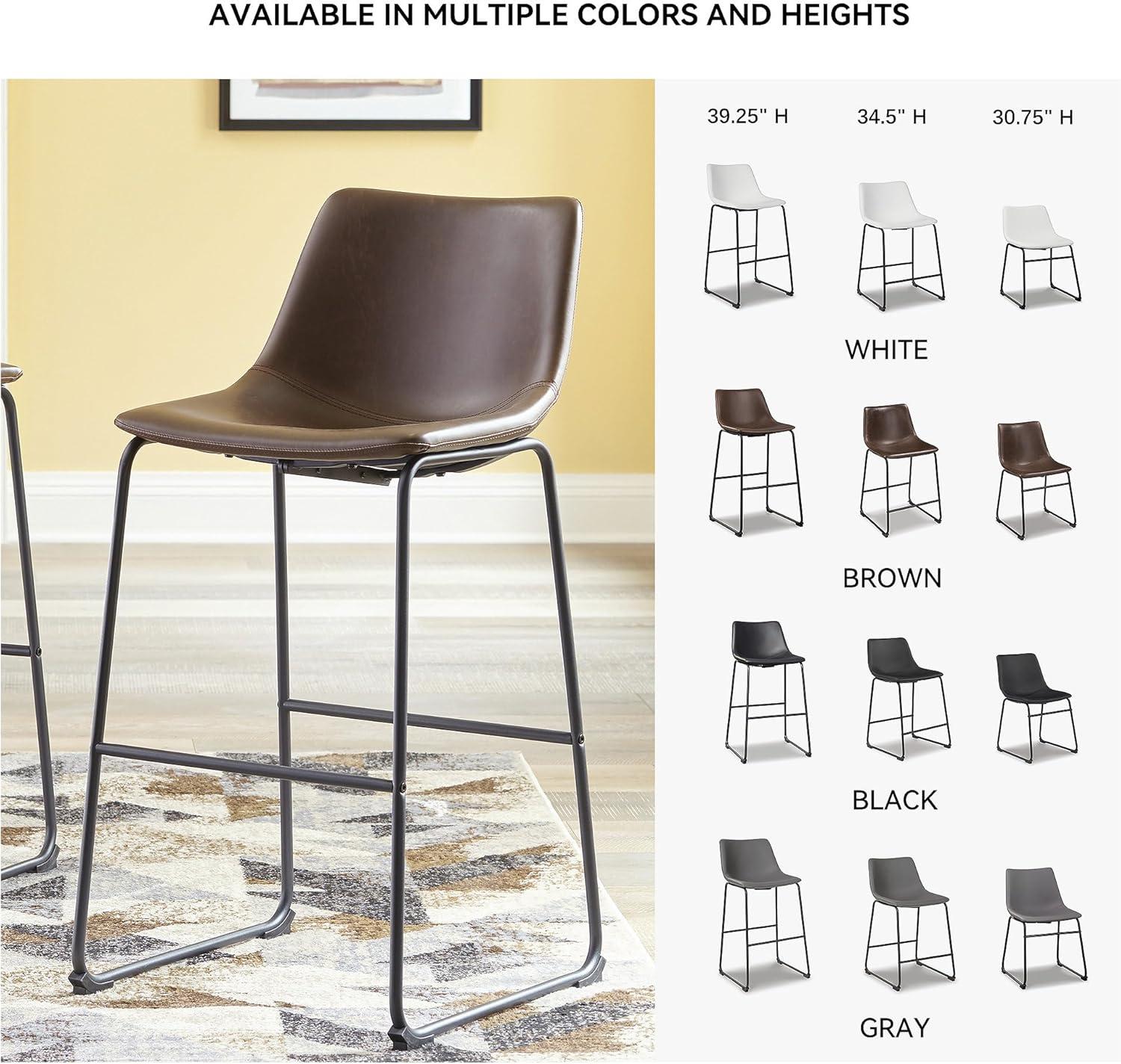 imageSignature Design by Ashley Jazmore Contemporary Velvet Upholstered Counter Height Bar Stool with Footrest and Adjustable Levelers Set of 2 Dark Brown amp BlackBrown