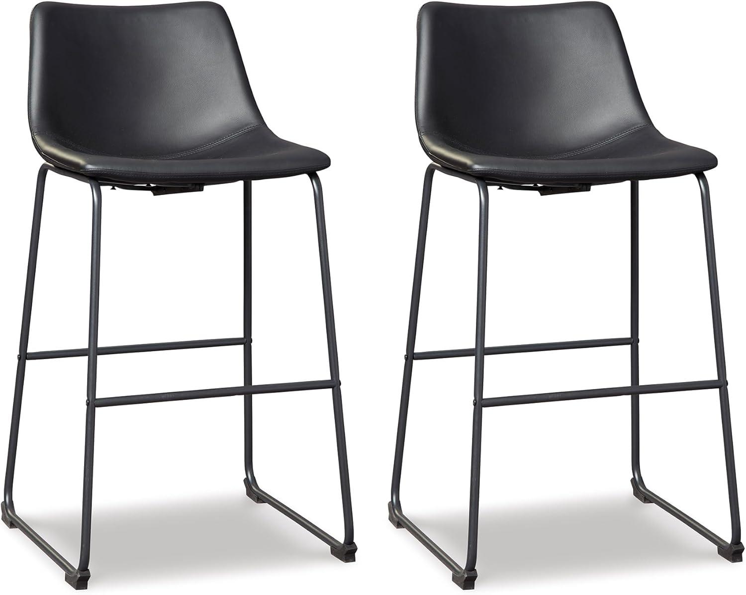 imageSignature Design by Ashley Jazmore Contemporary Velvet Upholstered Counter Height Bar Stool with Footrest and Adjustable Levelers Set of 2 Dark Brown amp BlackBlack