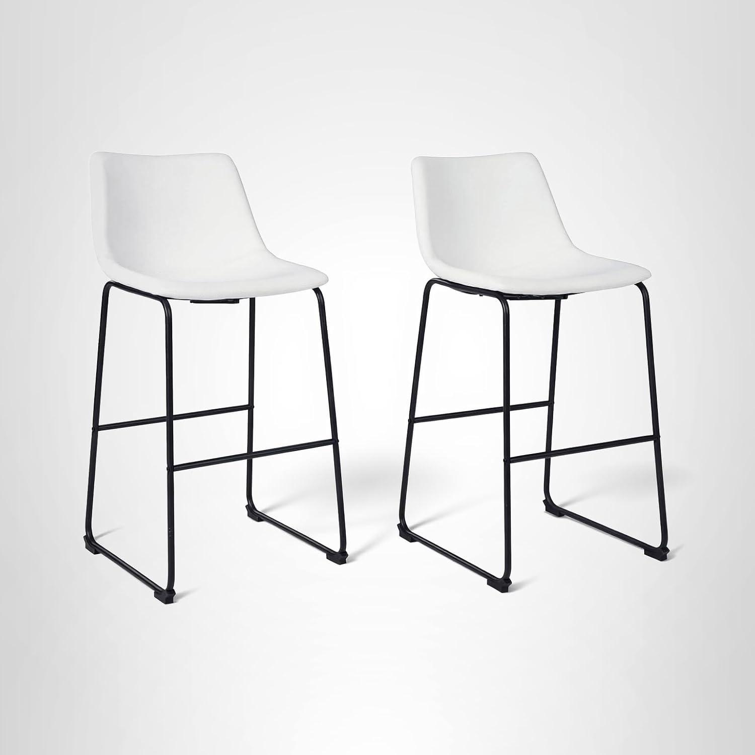 imageSignature Design by Ashley Jazmore Contemporary Velvet Upholstered Counter Height Bar Stool with Footrest and Adjustable Levelers Set of 2 Dark Brown amp BlackWhite