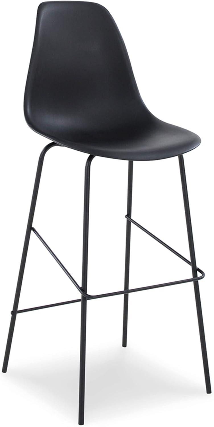 imageSignature Design by Ashley Jazmore Contemporary Velvet Upholstered Counter Height Bar Stool with Footrest and Adjustable Levelers Set of 2 Dark Brown amp BlackBlack