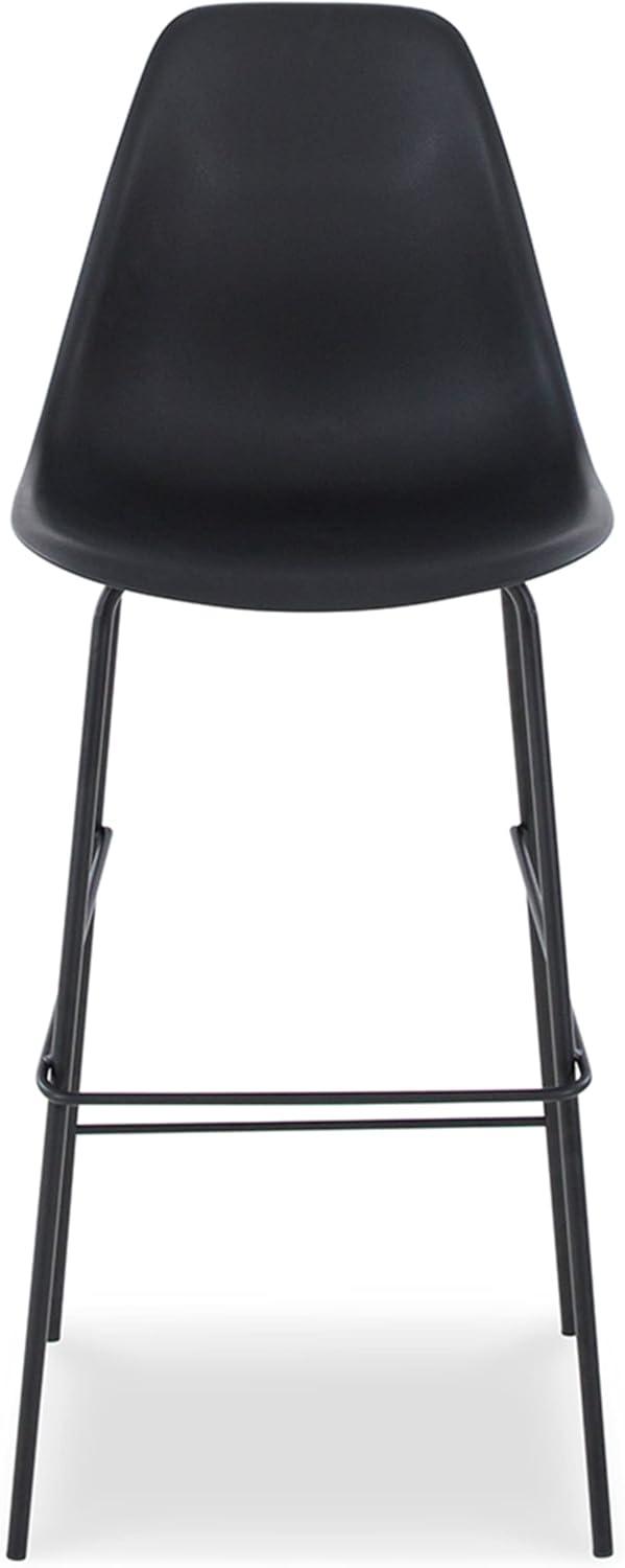 imageSignature Design by Ashley Jazmore Contemporary Velvet Upholstered Counter Height Bar Stool with Footrest and Adjustable Levelers Set of 2 Dark Brown amp BlackBlack