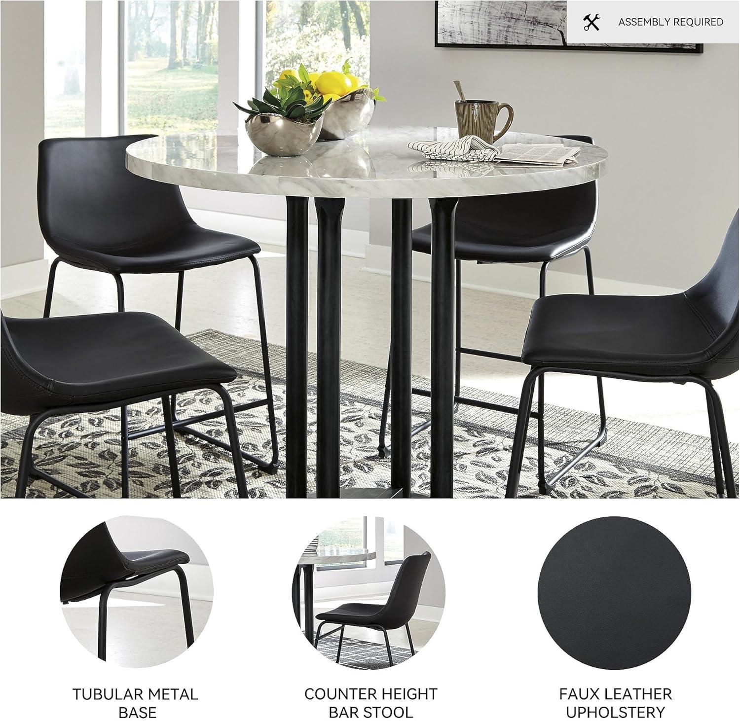imageSignature Design by Ashley Jazmore Contemporary Velvet Upholstered Counter Height Bar Stool with Footrest and Adjustable Levelers Set of 2 Dark Brown amp BlackBlack