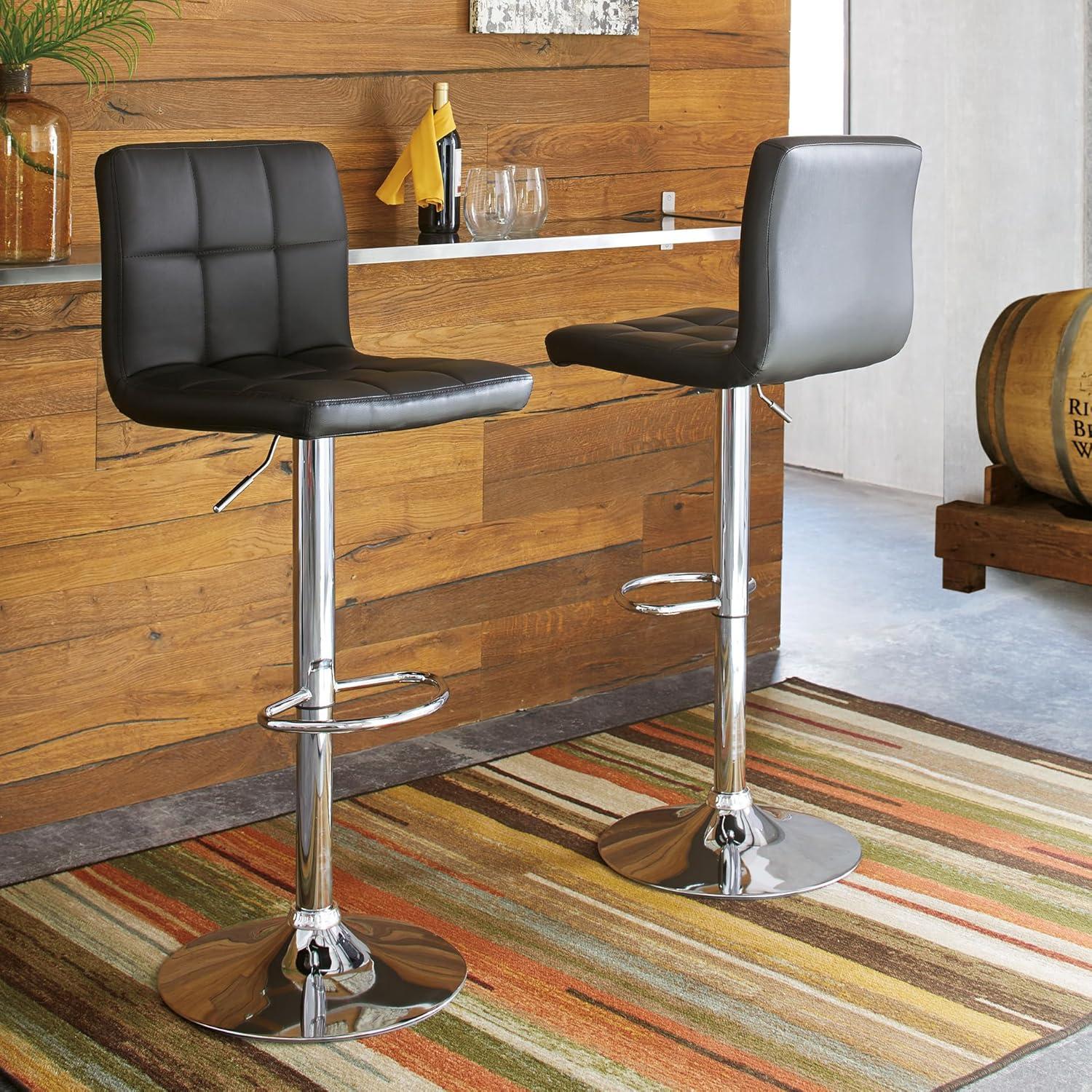 imageSignature Design by Ashley Jazmore Contemporary Velvet Upholstered Counter Height Bar Stool with Footrest and Adjustable Levelers Set of 2 Dark Brown amp BlackBlack