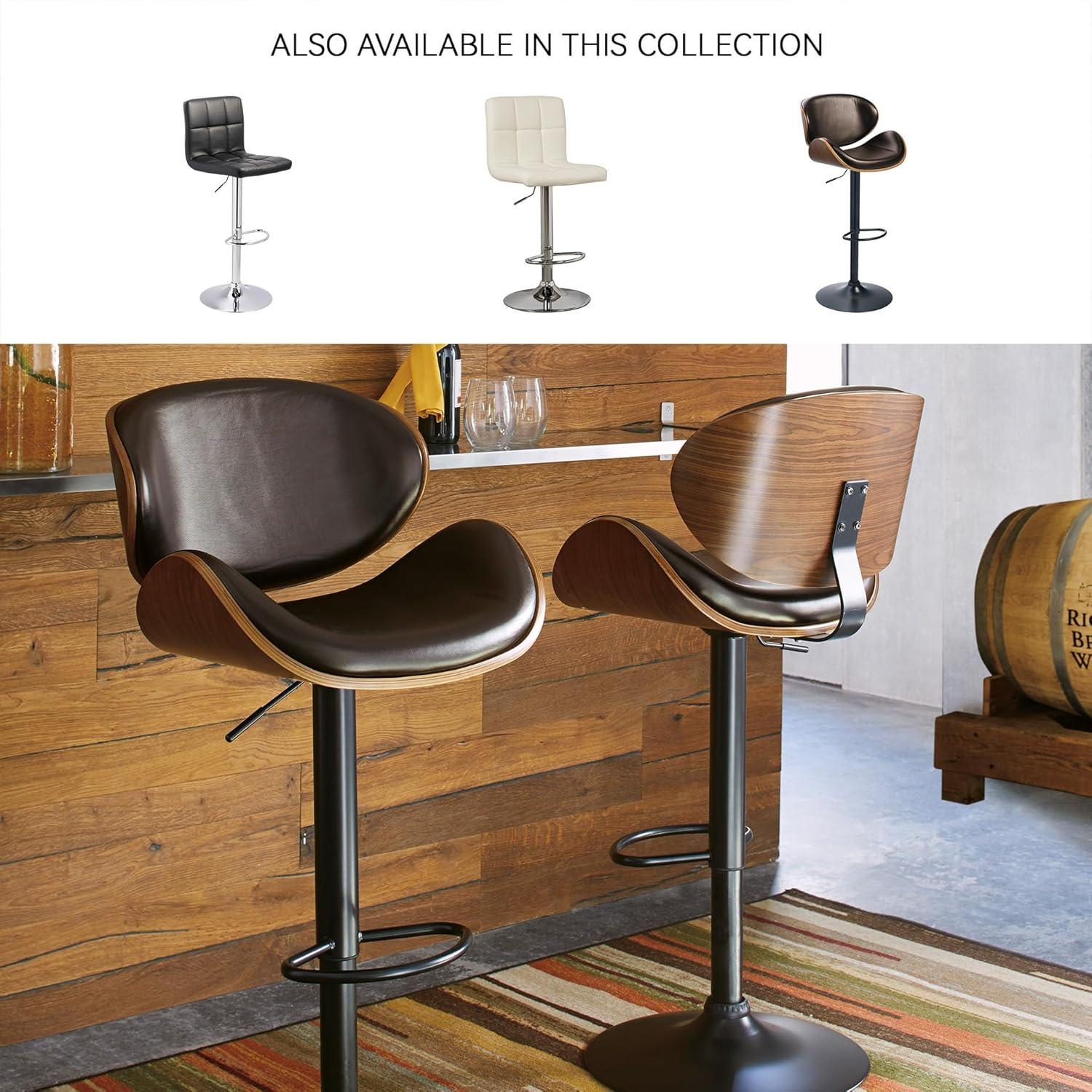 imageSignature Design by Ashley Jazmore Contemporary Velvet Upholstered Counter Height Bar Stool with Footrest and Adjustable Levelers Set of 2 Dark Brown amp BlackBrown