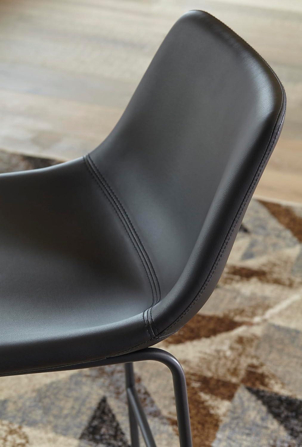 imageSignature Design by Ashley Jazmore Contemporary Velvet Upholstered Counter Height Bar Stool with Footrest and Adjustable Levelers Set of 2 Dark Brown amp BlackBlack