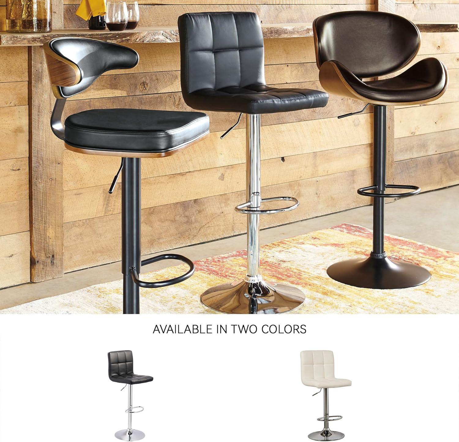 imageSignature Design by Ashley Jazmore Contemporary Velvet Upholstered Counter Height Bar Stool with Footrest and Adjustable Levelers Set of 2 Dark Brown amp BlackBlack