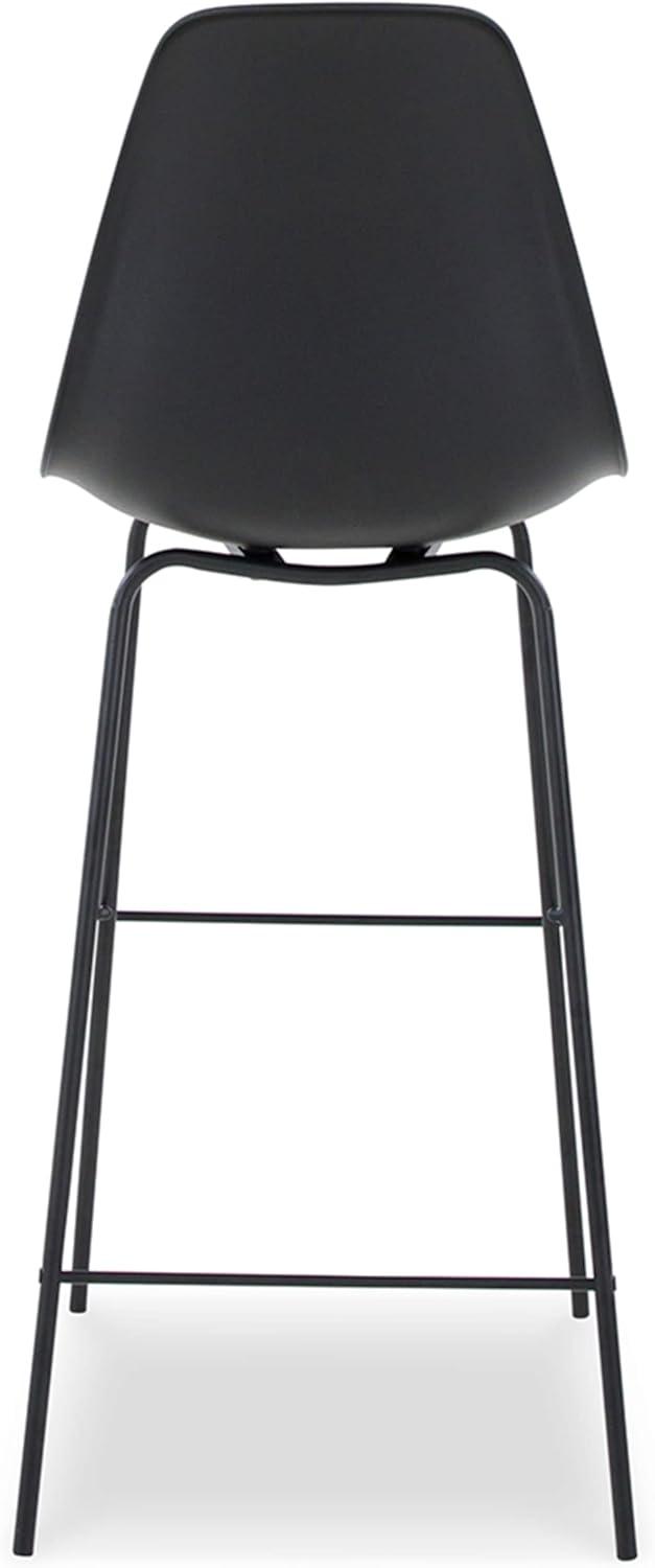 imageSignature Design by Ashley Jazmore Contemporary Velvet Upholstered Counter Height Bar Stool with Footrest and Adjustable Levelers Set of 2 Dark Brown amp BlackBlack