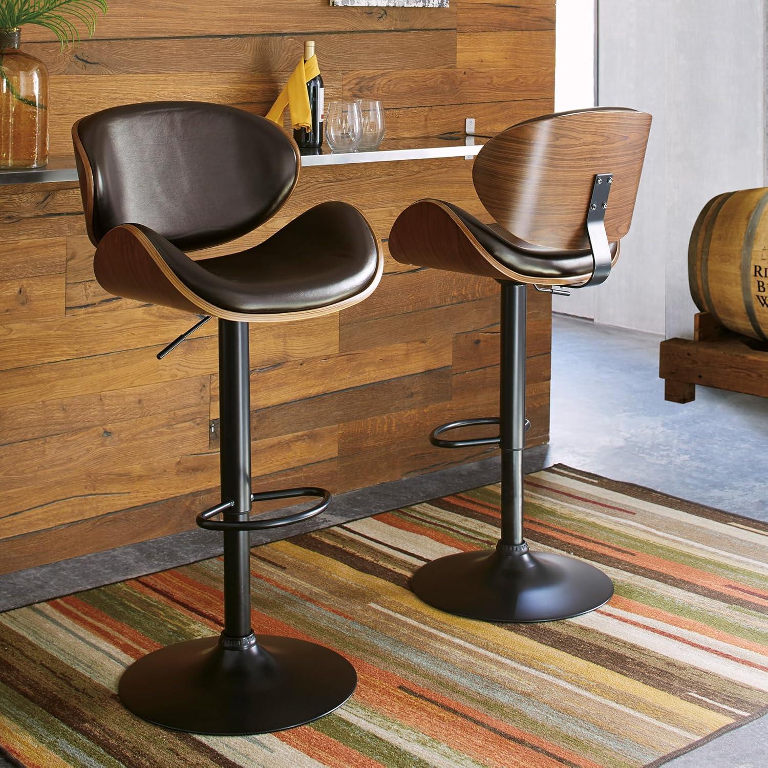 imageSignature Design by Ashley Jazmore Contemporary Velvet Upholstered Counter Height Bar Stool with Footrest and Adjustable Levelers Set of 2 Dark Brown amp BlackBrown