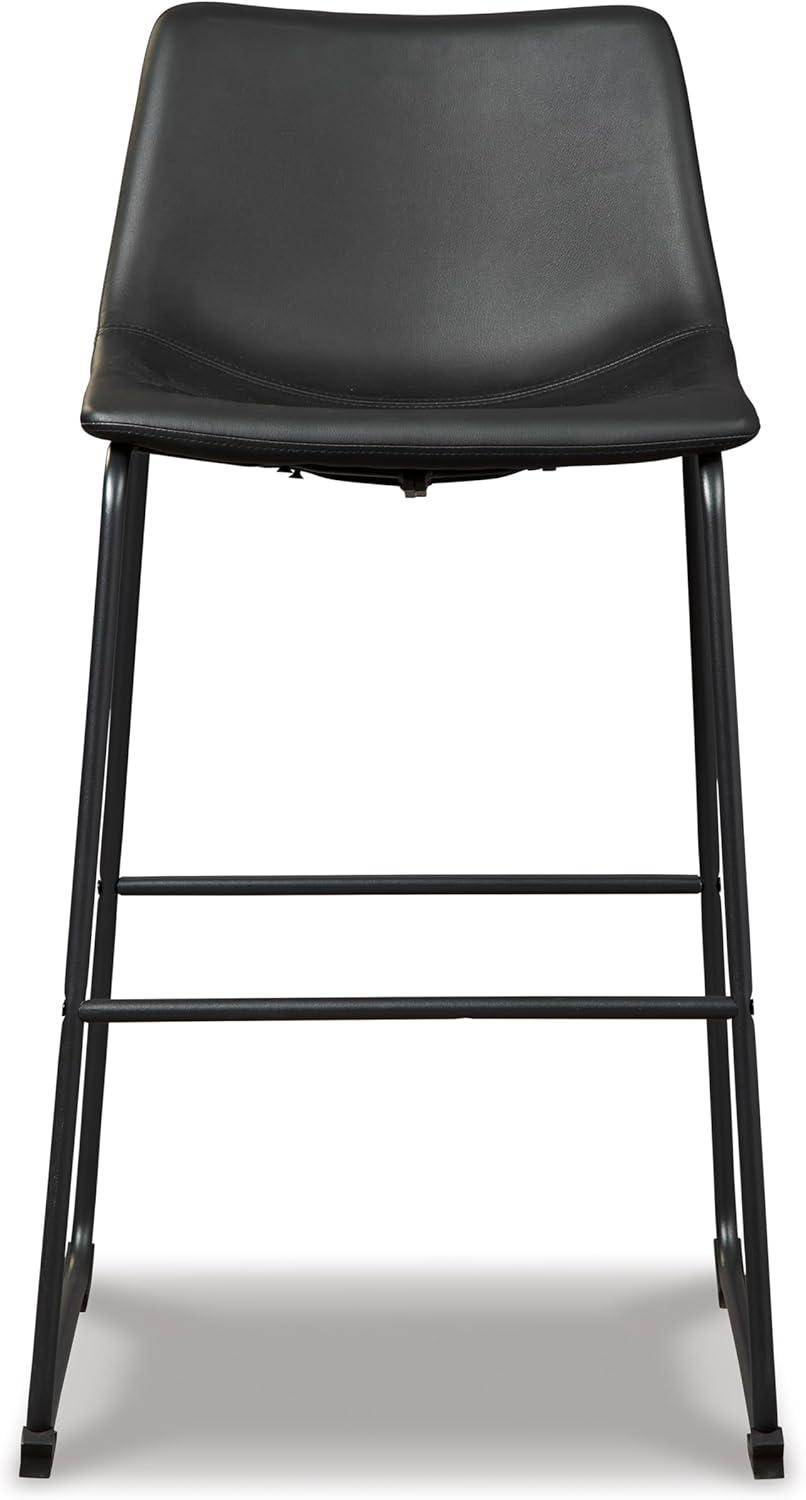imageSignature Design by Ashley Jazmore Contemporary Velvet Upholstered Counter Height Bar Stool with Footrest and Adjustable Levelers Set of 2 Dark Brown amp BlackBlack