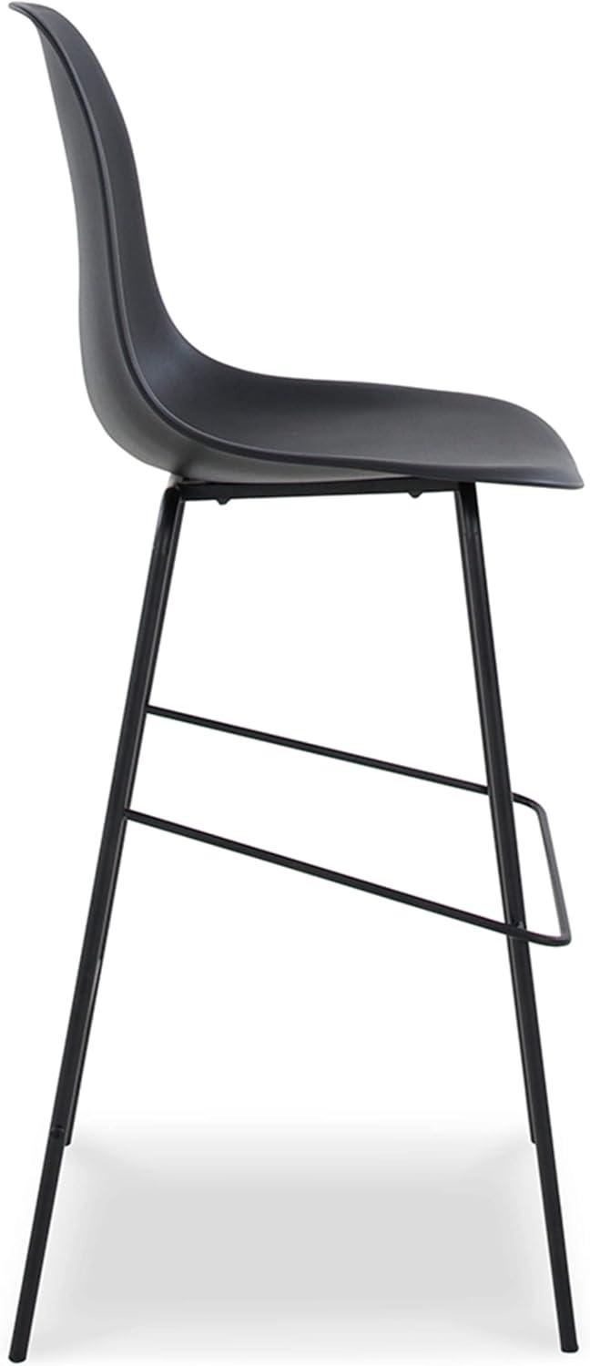 imageSignature Design by Ashley Jazmore Contemporary Velvet Upholstered Counter Height Bar Stool with Footrest and Adjustable Levelers Set of 2 Dark Brown amp BlackBlack