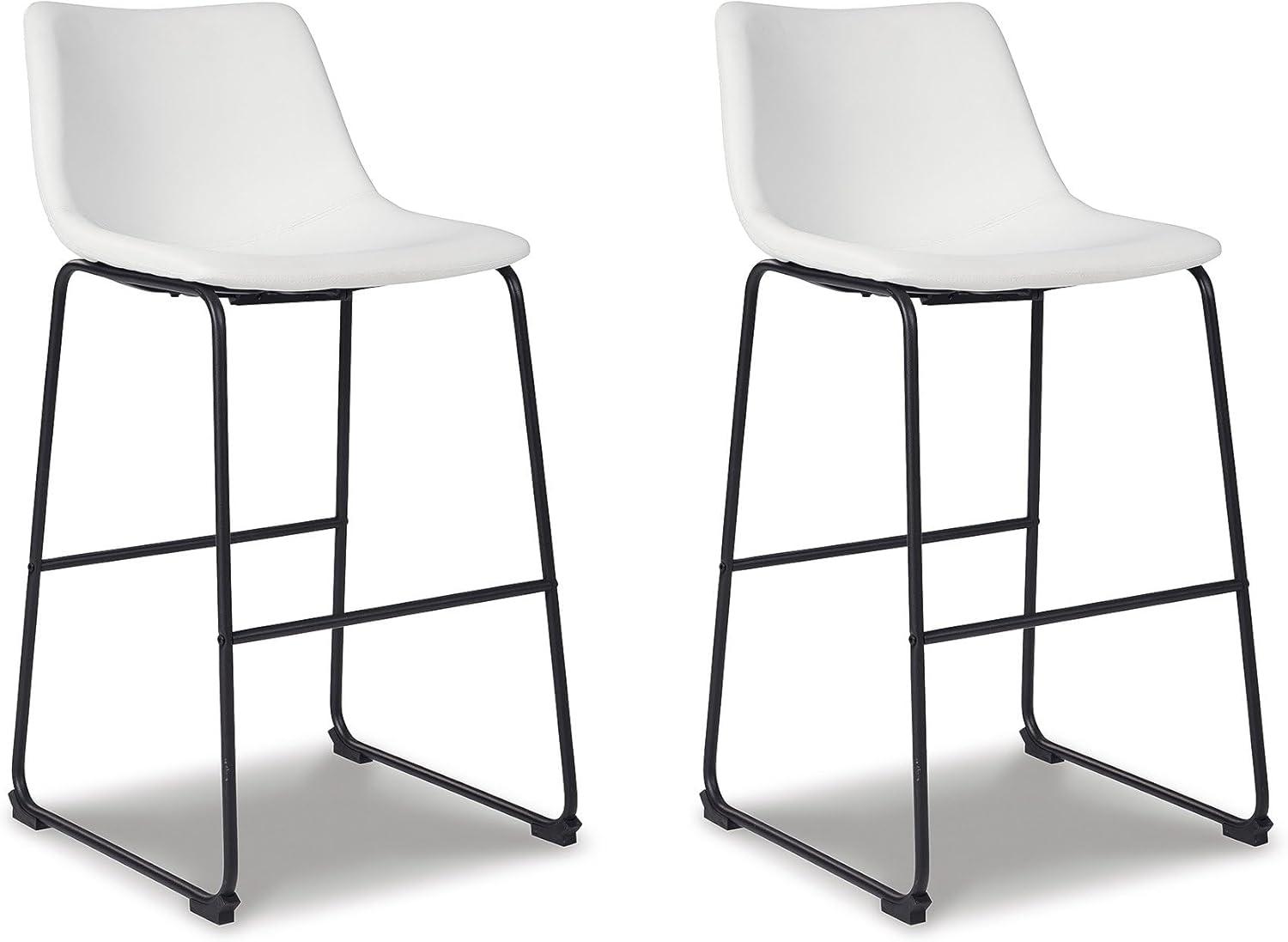 imageSignature Design by Ashley Jazmore Contemporary Velvet Upholstered Counter Height Bar Stool with Footrest and Adjustable Levelers Set of 2 Dark Brown amp BlackWhite