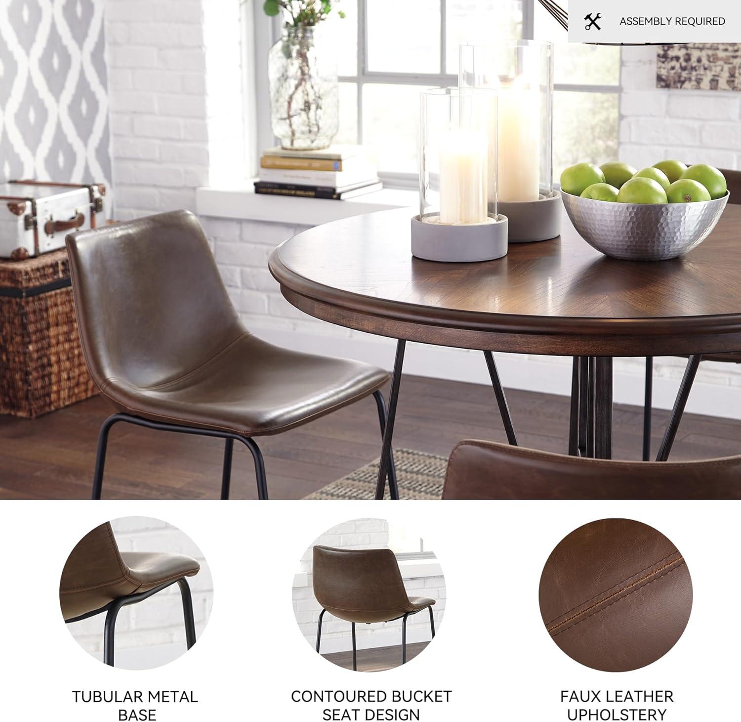 imageSignature Design by Ashley Jazmore Contemporary Velvet Upholstered Counter Height Bar Stool with Footrest and Adjustable Levelers Set of 2 Dark Brown amp BlackBrownBlack