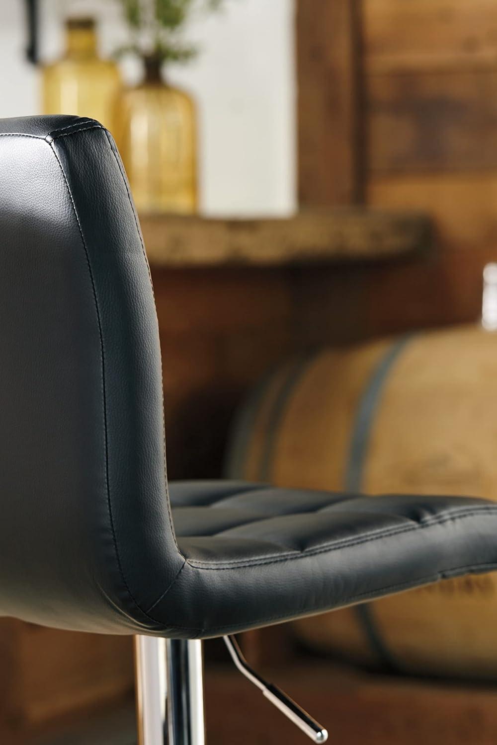 imageSignature Design by Ashley Jazmore Contemporary Velvet Upholstered Counter Height Bar Stool with Footrest and Adjustable Levelers Set of 2 Dark Brown amp BlackBlack