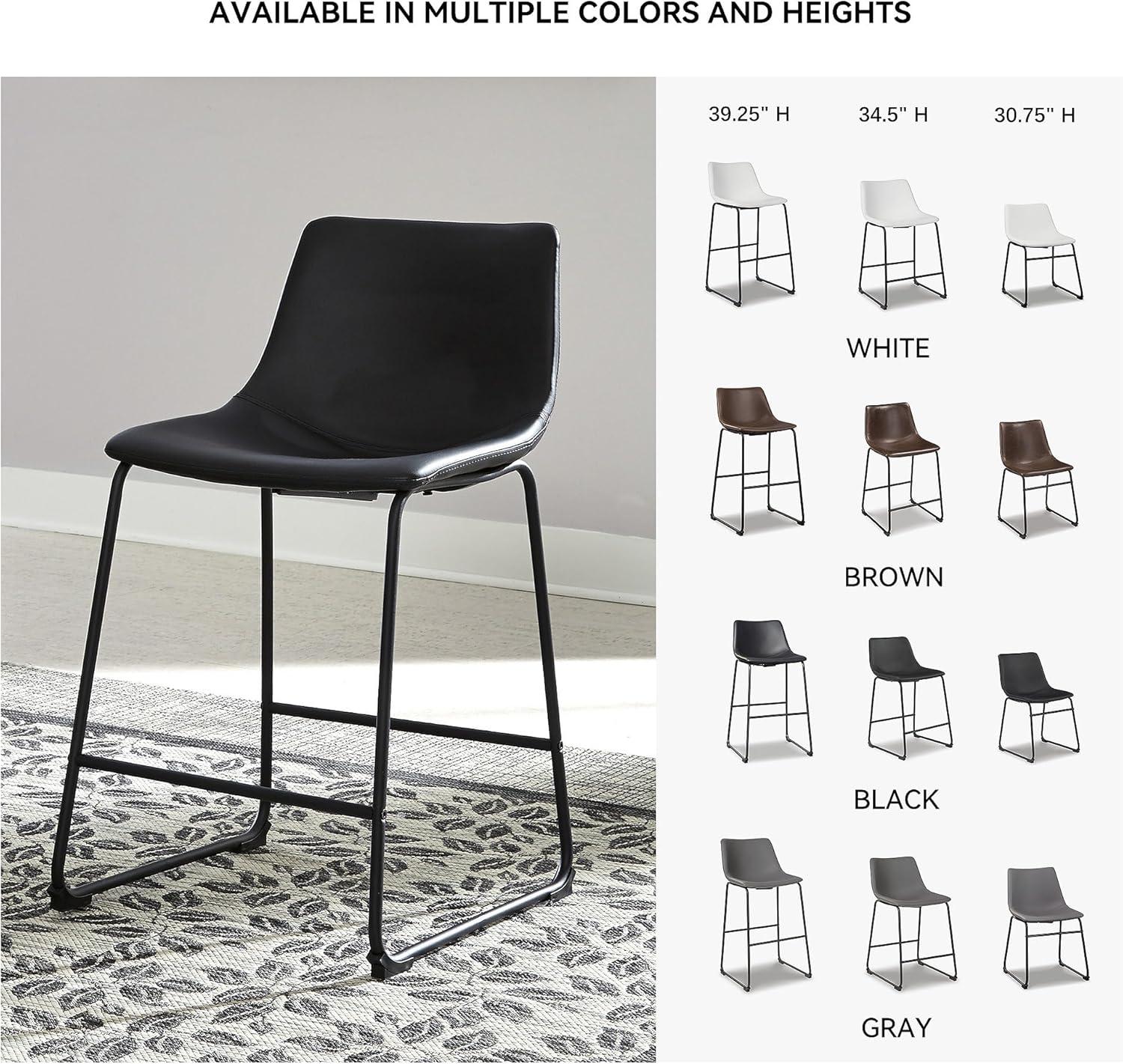 imageSignature Design by Ashley Jazmore Contemporary Velvet Upholstered Counter Height Bar Stool with Footrest and Adjustable Levelers Set of 2 Dark Brown amp BlackBlack