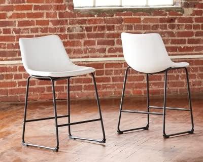 imageSignature Design by Ashley Jazmore Contemporary Velvet Upholstered Counter Height Bar Stool with Footrest and Adjustable Levelers Set of 2 Dark Brown amp BlackWhite