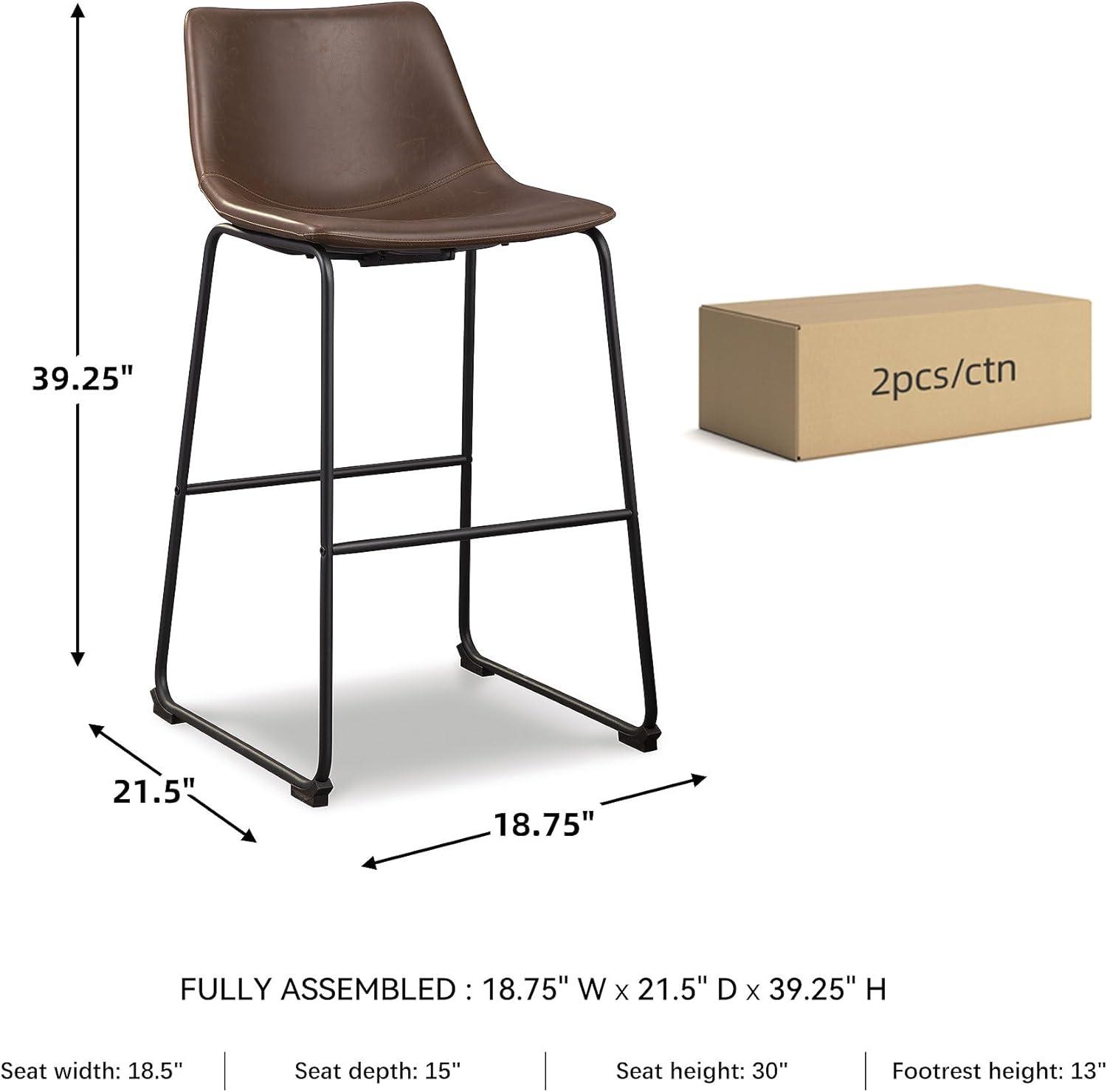 imageSignature Design by Ashley Jazmore Contemporary Velvet Upholstered Counter Height Bar Stool with Footrest and Adjustable Levelers Set of 2 Dark Brown amp BlackBrown