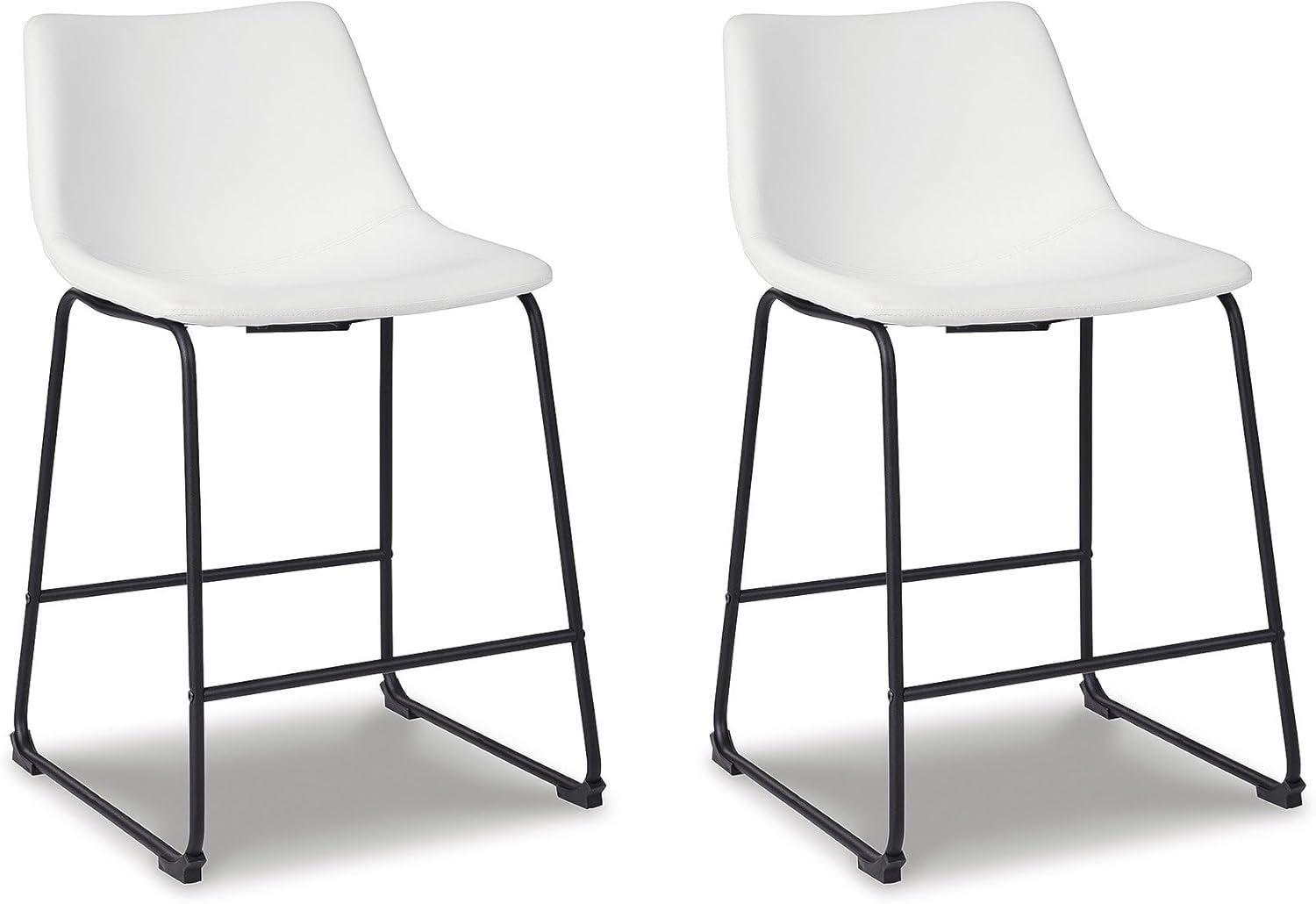 imageSignature Design by Ashley Jazmore Contemporary Velvet Upholstered Counter Height Bar Stool with Footrest and Adjustable Levelers Set of 2 Dark Brown amp BlackWhite