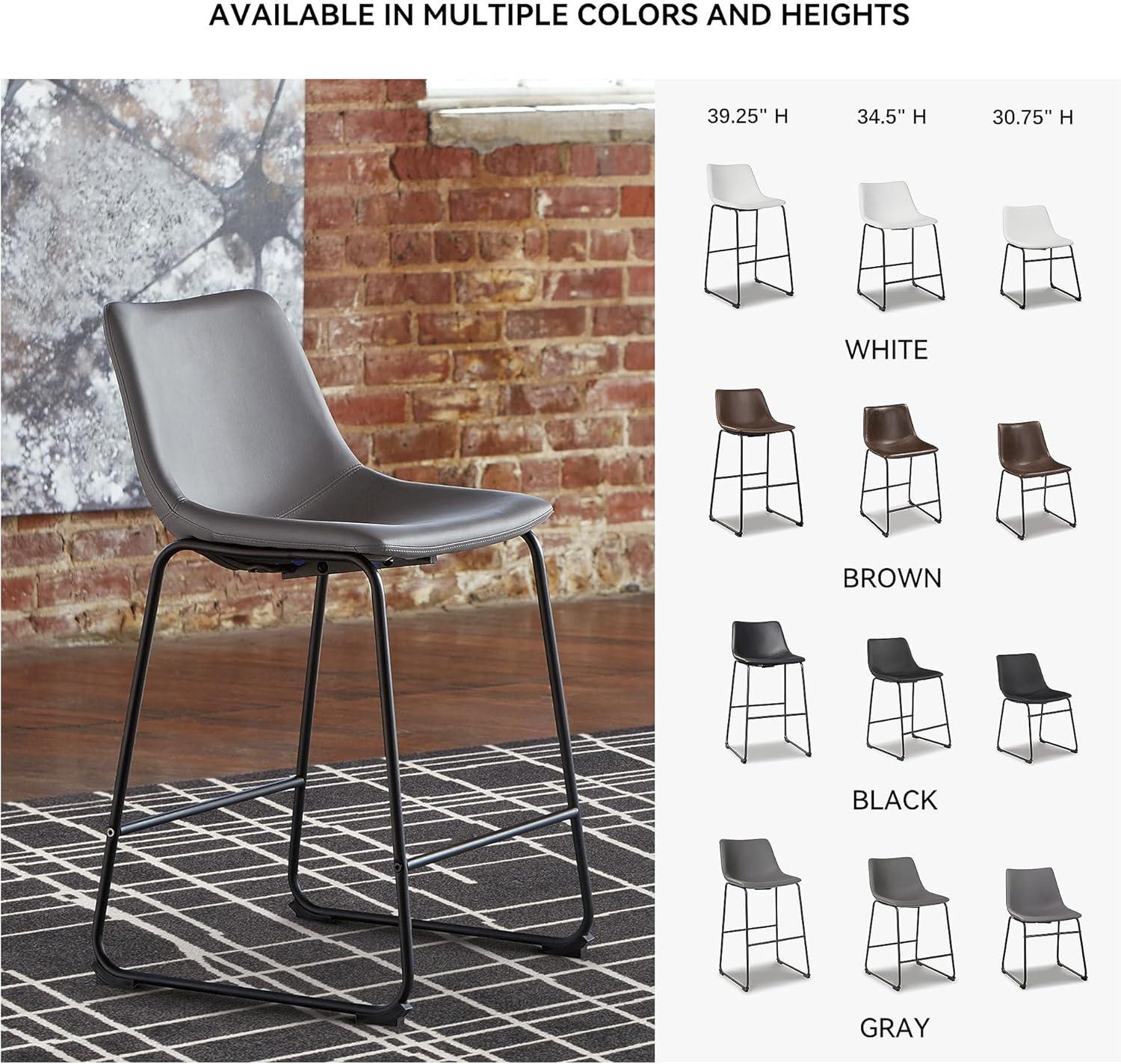 imageSignature Design by Ashley Jazmore Contemporary Velvet Upholstered Counter Height Bar Stool with Footrest and Adjustable Levelers Set of 2 Dark Brown amp BlackGrey
